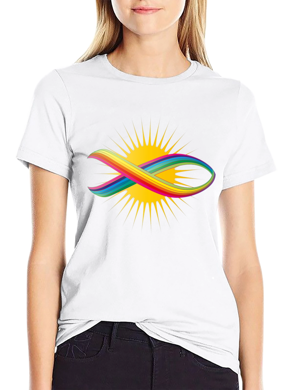 Rainbow Fish Graphic Black Tee