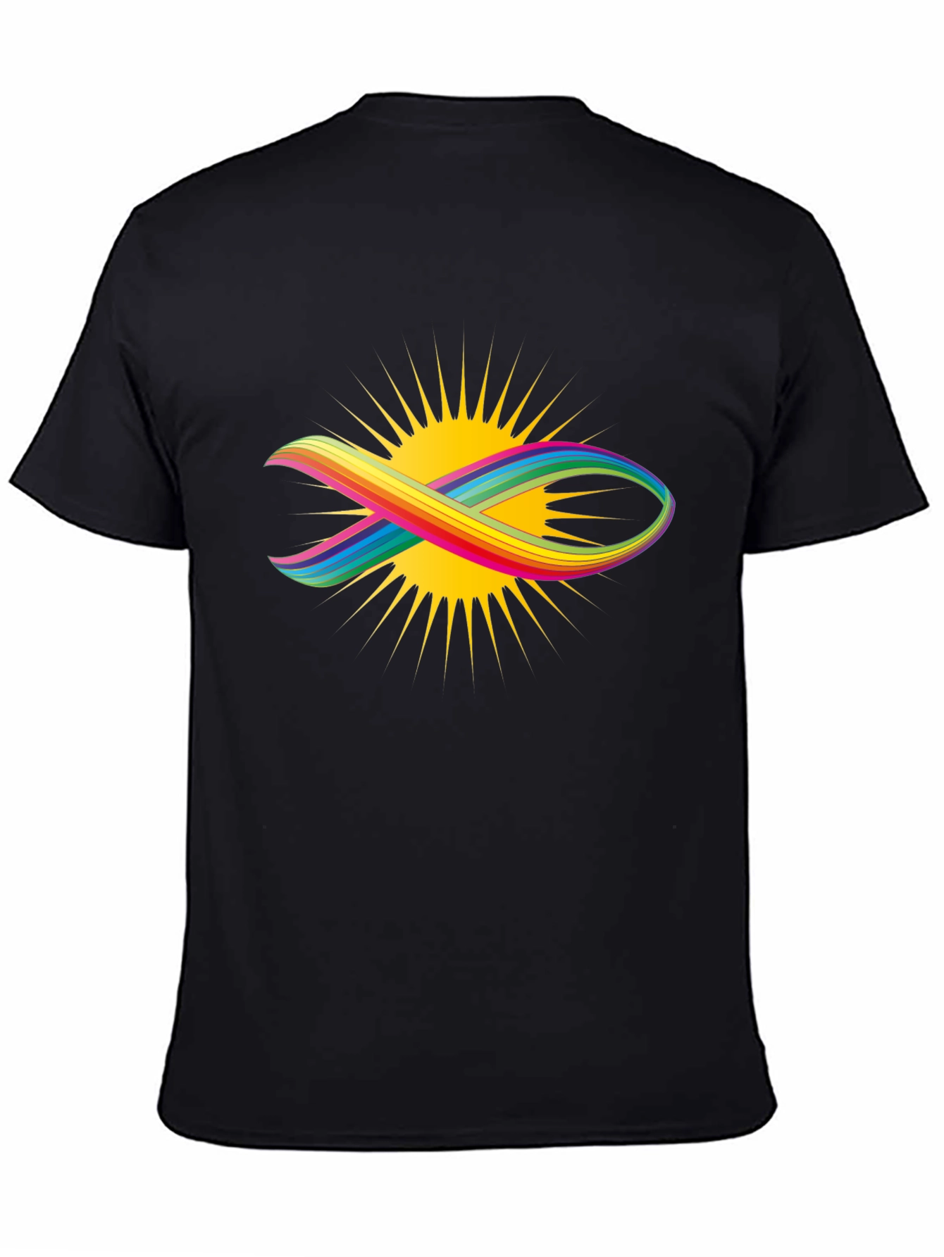 Rainbow Fish Graphic Black Tee