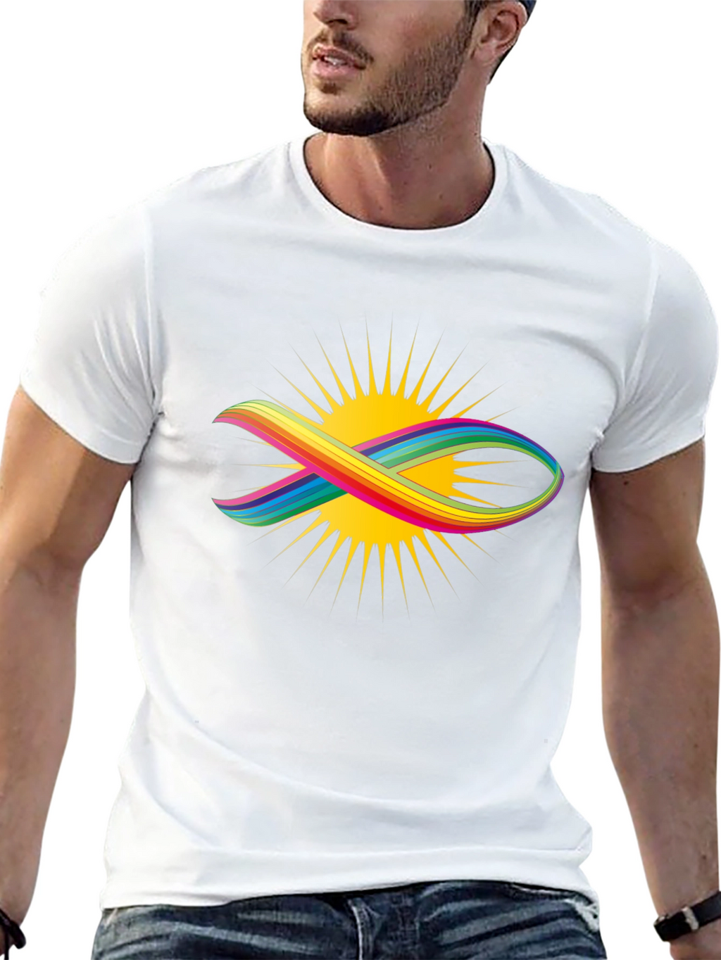 Rainbow Fish Graphic Black Tee