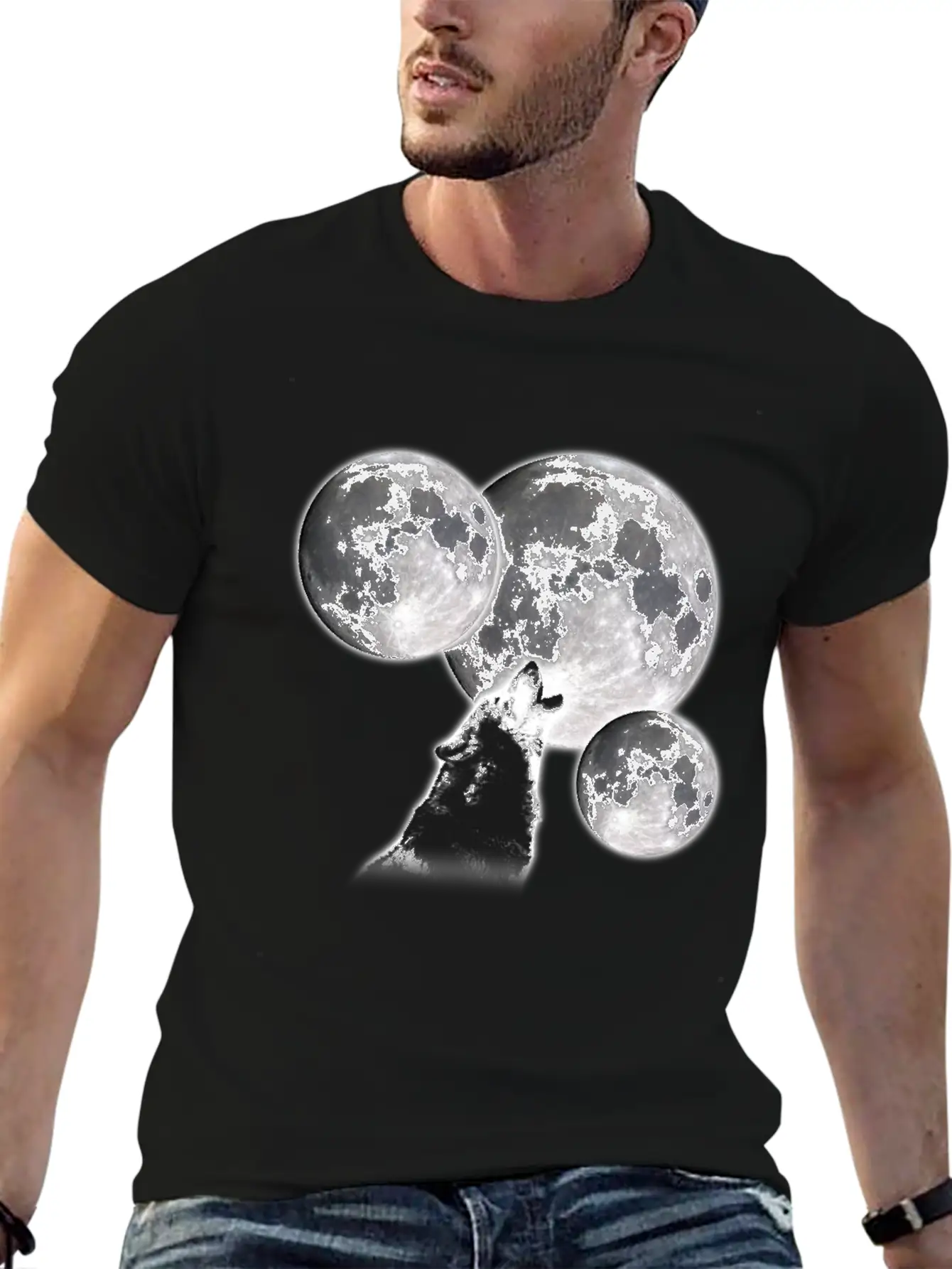 3 Moons 1 Wolf Unisex Casual T-Shirt – Clean Design For Daily Comfort