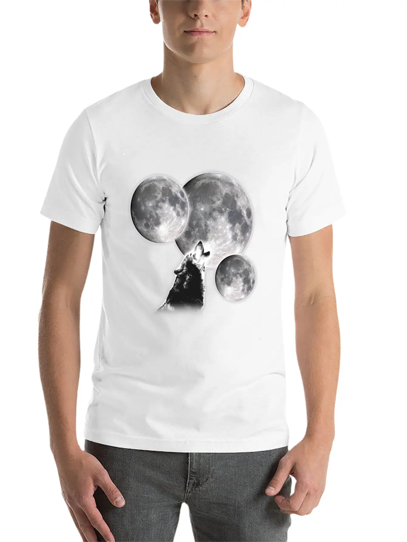 3 Moons 1 Wolf Unisex Casual T-Shirt – Clean Design For Daily Comfort