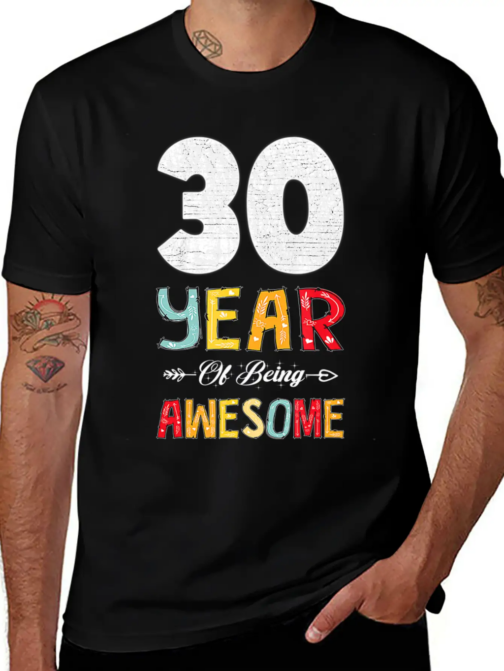 30 Years Of Being Awesome Heart Floral Arrow 30th Essential Cotton Tee For Daily Outfits – Unisex Style