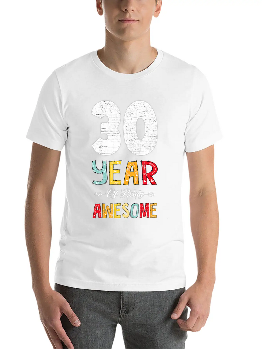 30 Years Of Being Awesome Heart Floral Arrow 30th Essential Cotton Tee For Daily Outfits – Unisex Style