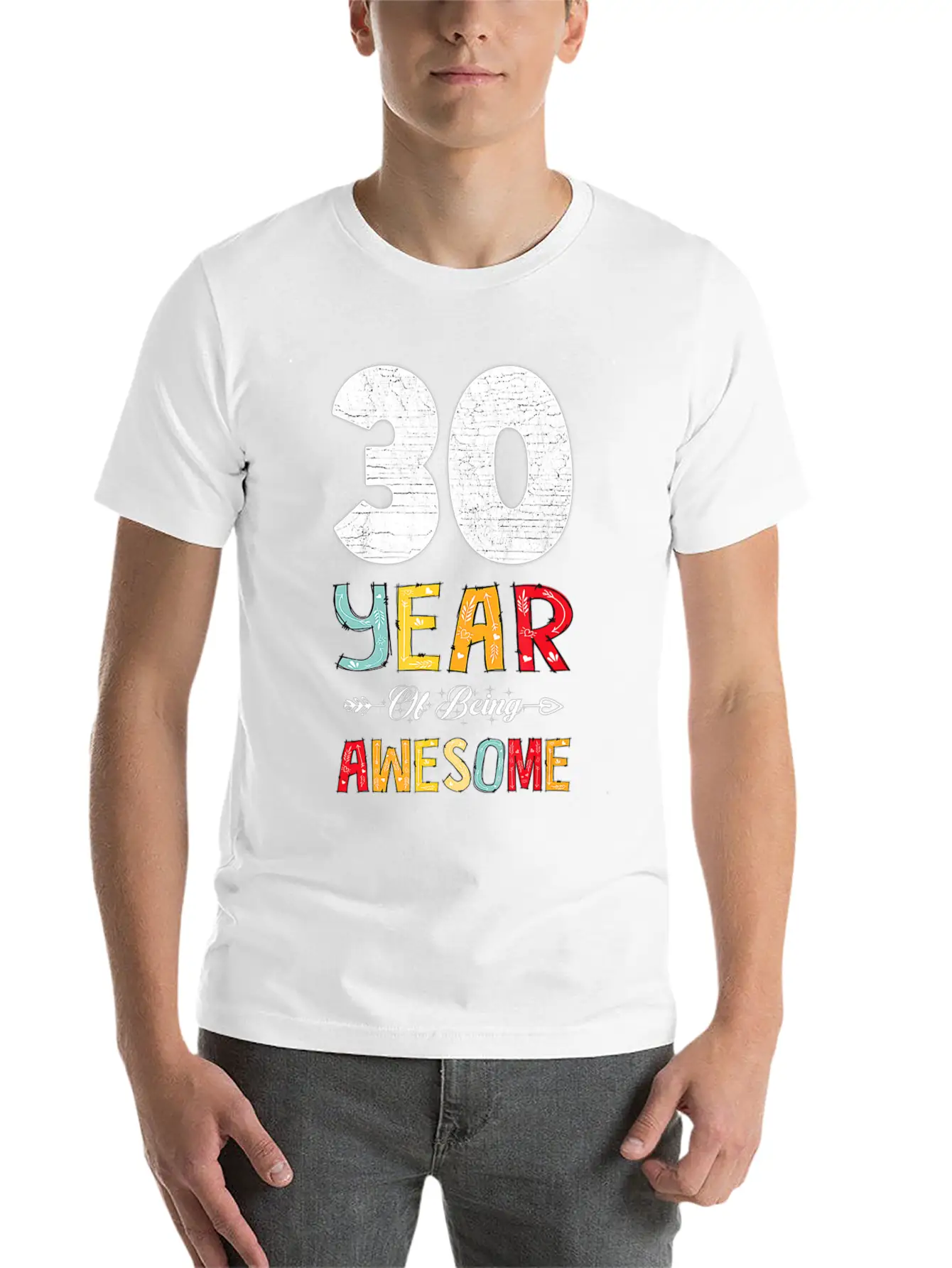 30 Years Of Being Awesome Heart Floral Arrow 30th Essential Cotton Tee For Daily Outfits – Unisex Style