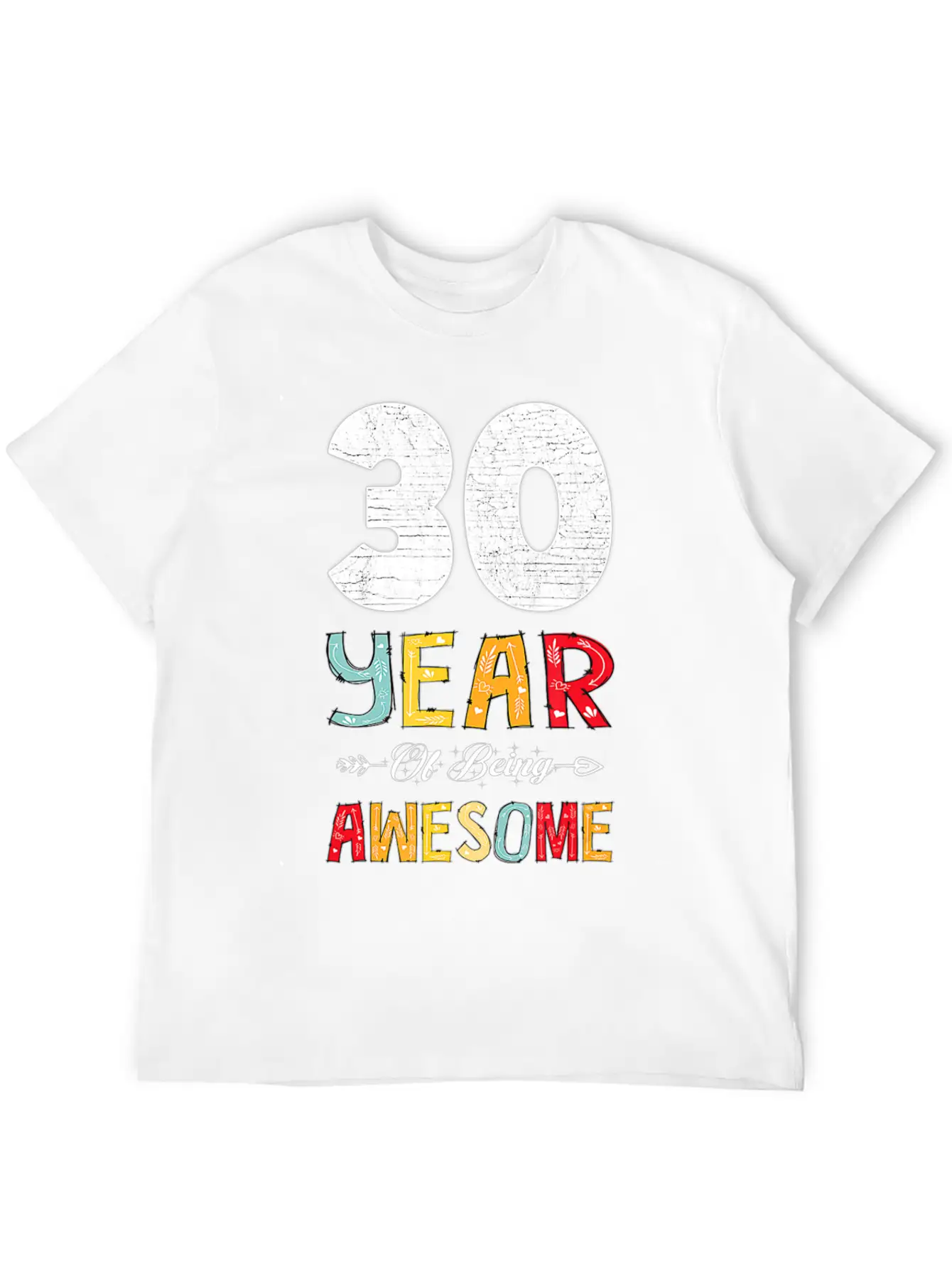 30 Years Of Being Awesome Heart Floral Arrow 30th Essential Cotton Tee For Daily Outfits – Unisex Style