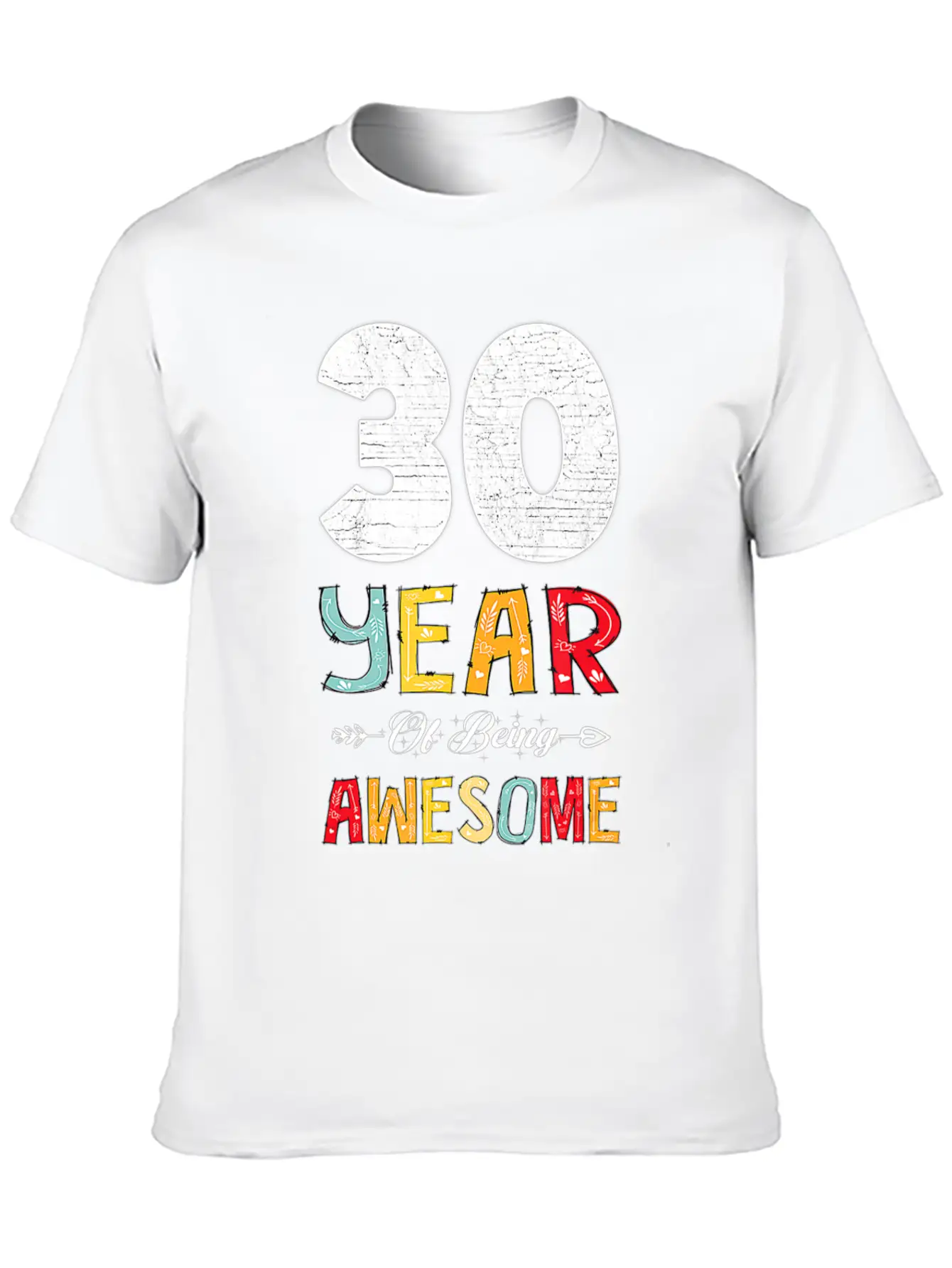 30 Years Of Being Awesome Heart Floral Arrow 30th Essential Cotton Tee For Daily Outfits – Unisex Style