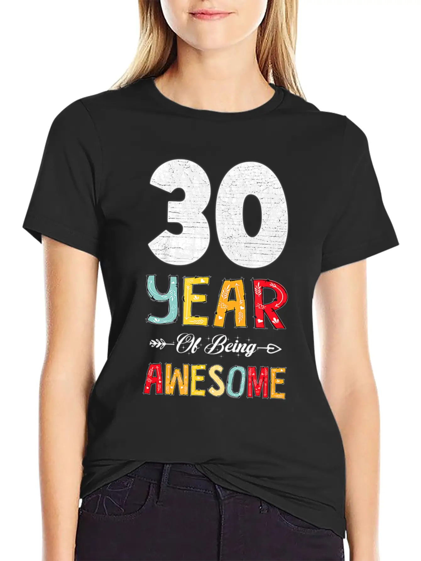 30 Years Of Being Awesome Heart Floral Arrow 30th Essential Cotton Tee For Daily Outfits – Unisex Style