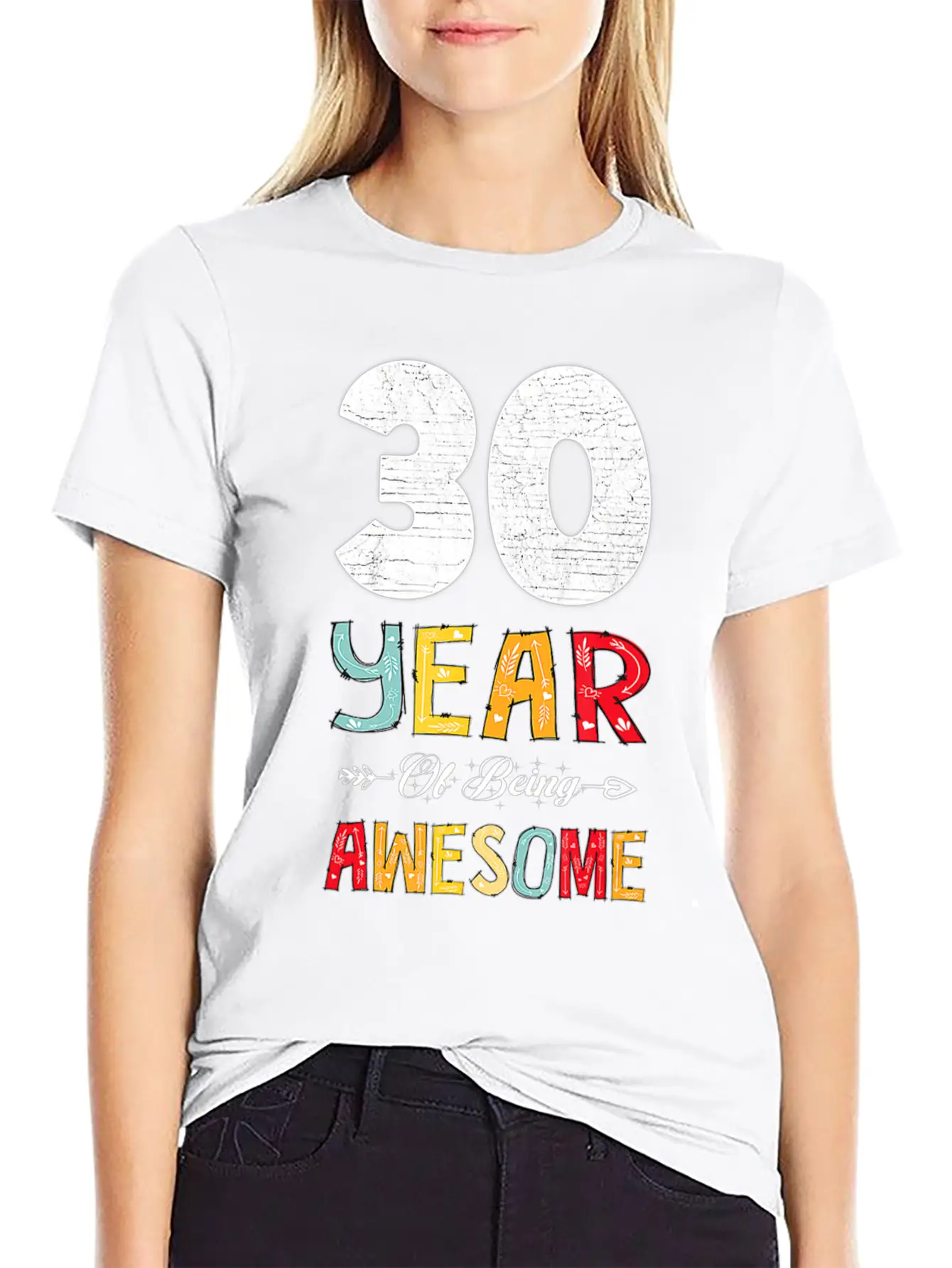 30 Years Of Being Awesome Heart Floral Arrow 30th Essential Cotton Tee For Daily Outfits – Unisex Style