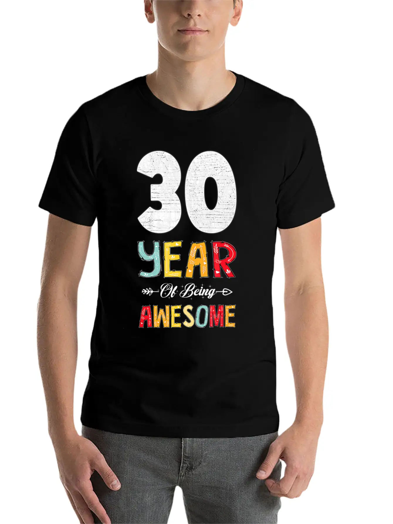 30 Years Of Being Awesome Heart Floral Arrow 30th Essential Cotton Tee For Daily Outfits – Unisex Style
