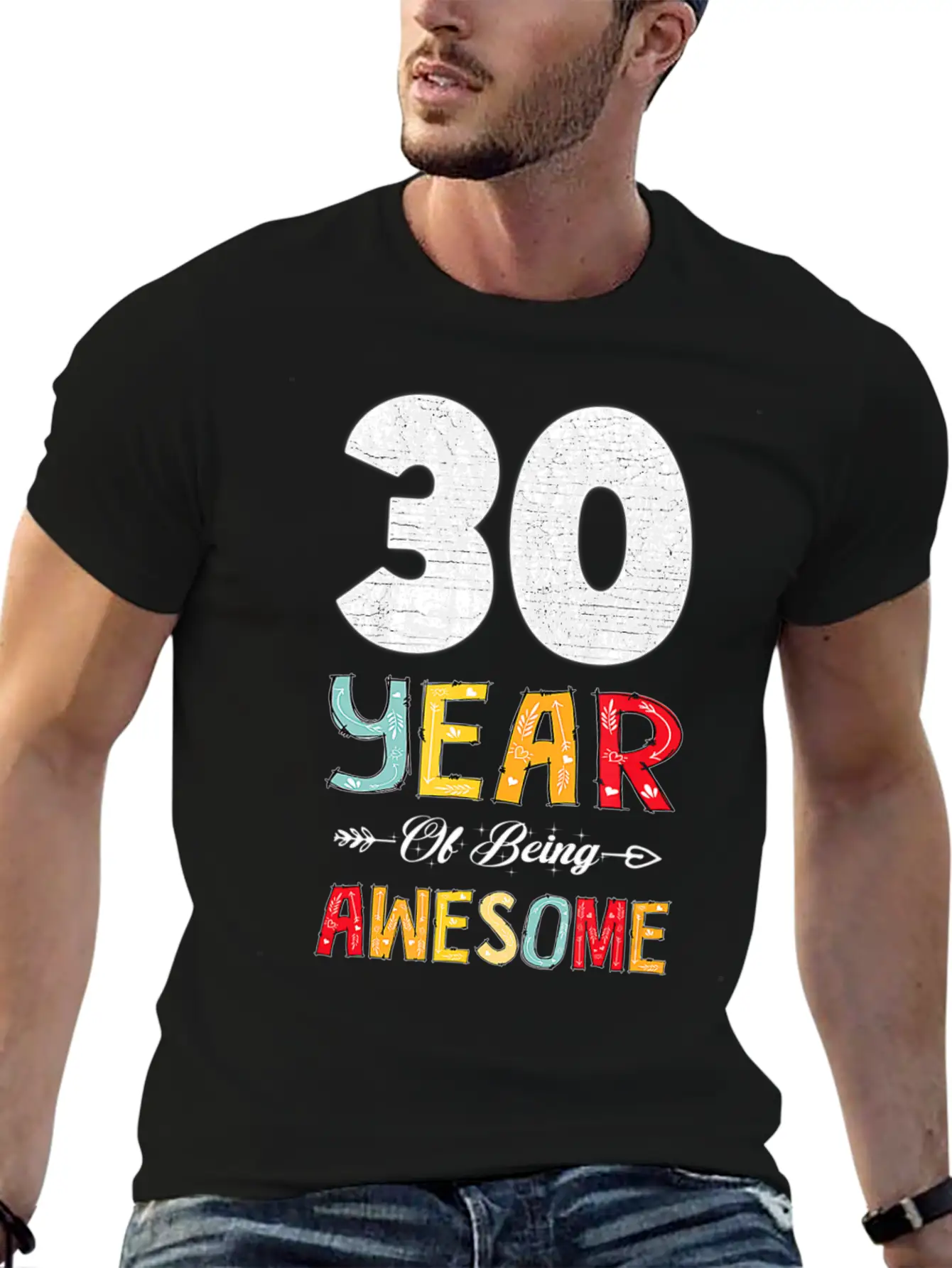 30 Years Of Being Awesome Heart Floral Arrow 30th Essential Cotton Tee For Daily Outfits – Unisex Style