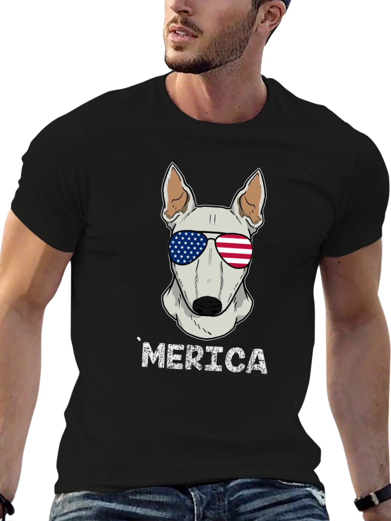 Patriotic Dog T-Shirt - Merica Bull Terrier Tee