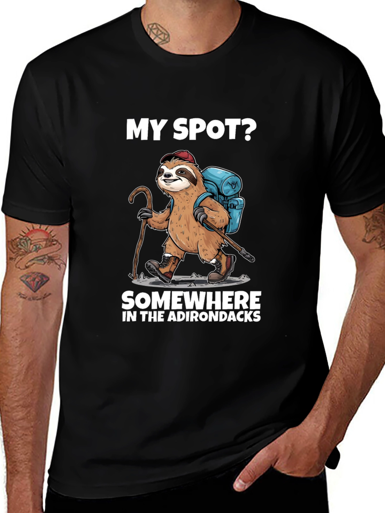 Sloth Hiker T-Shirt - Adirondacks Adventure