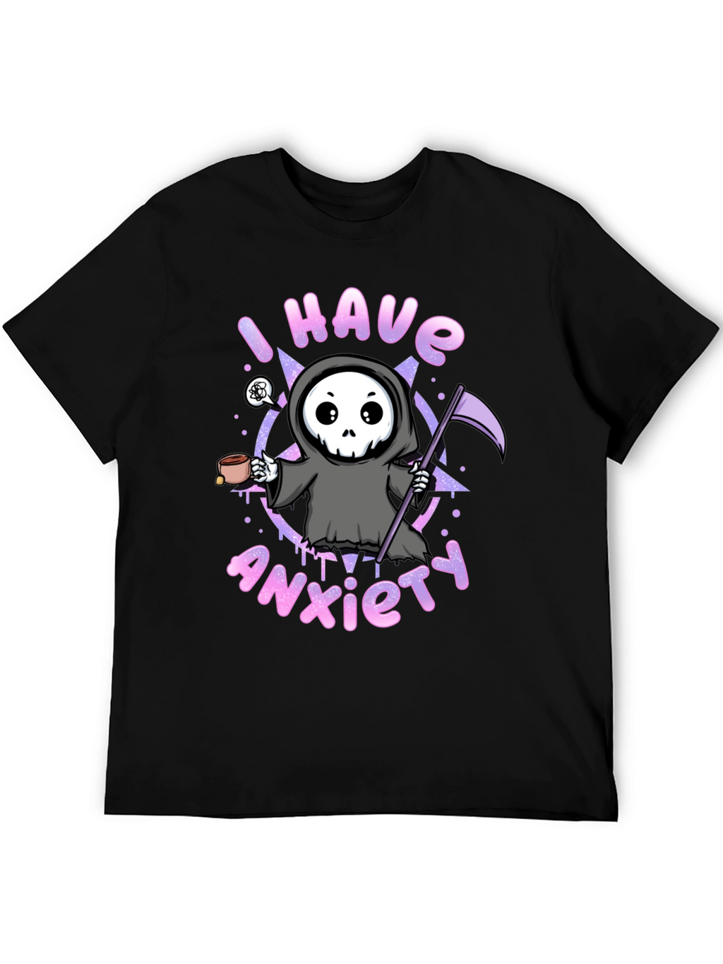 Anxiety Reaper Graphic Tee - Black Cotton T-Shirt