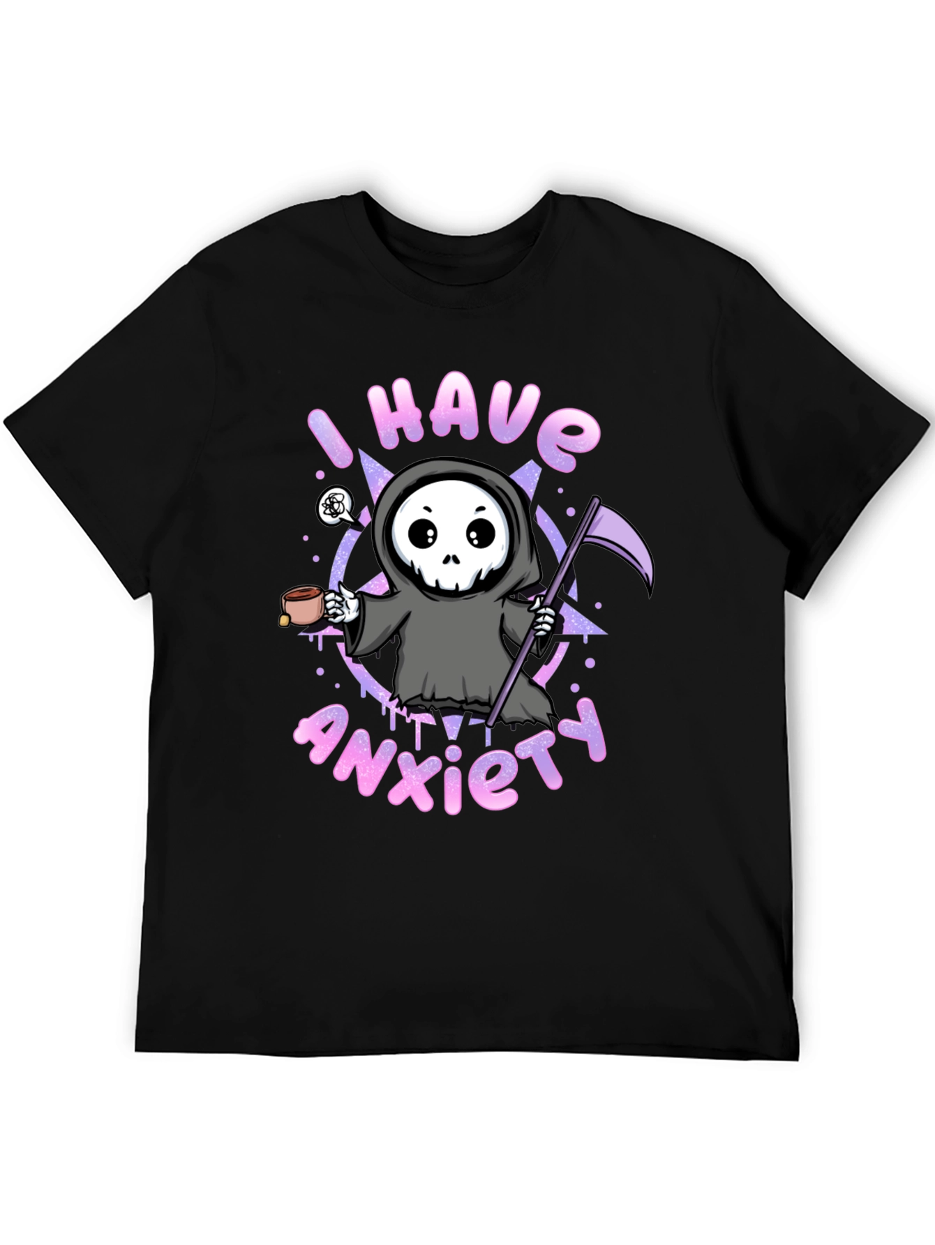 Anxiety Reaper Graphic Tee - Black Cotton T-Shirt
