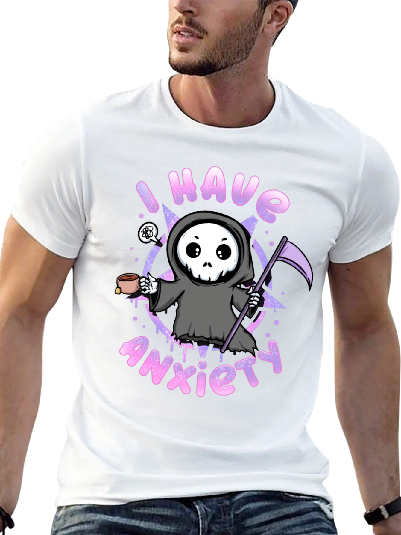 Anxiety Reaper Graphic Tee - Black Cotton T-Shirt