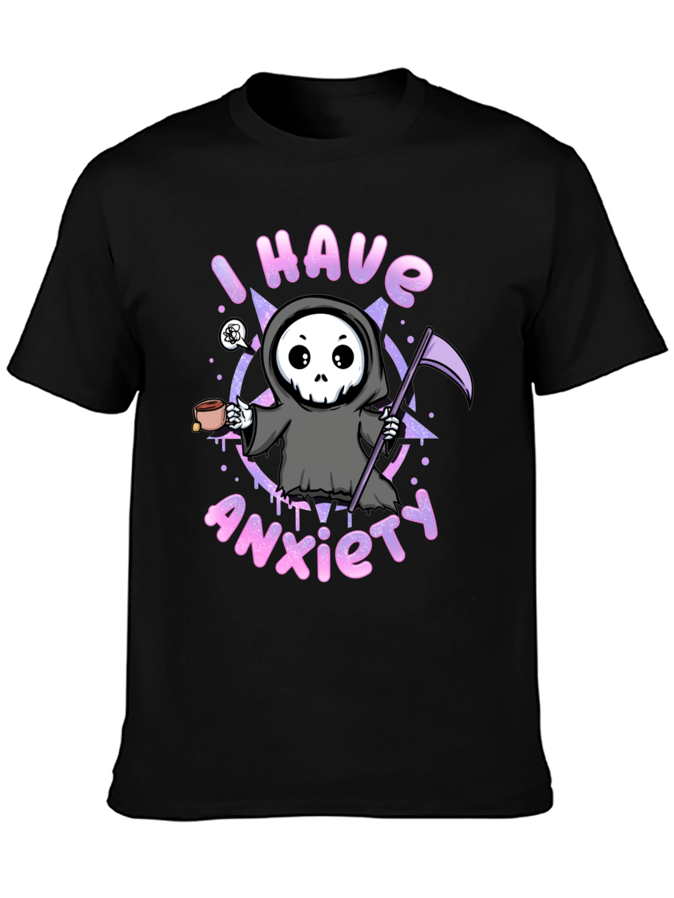 Anxiety Reaper Graphic Tee - Black Cotton T-Shirt