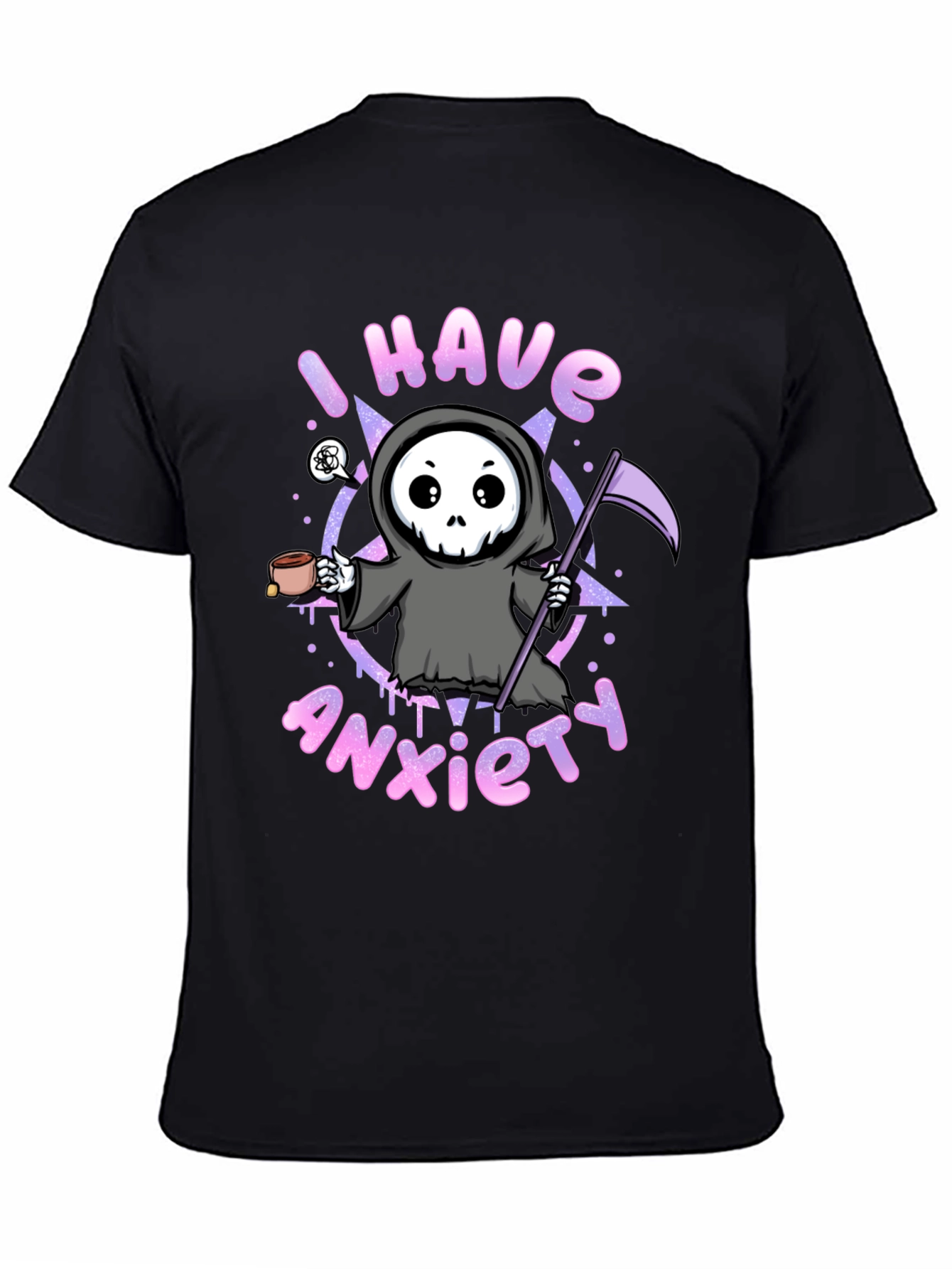 Anxiety Reaper Graphic Tee - Black Cotton T-Shirt