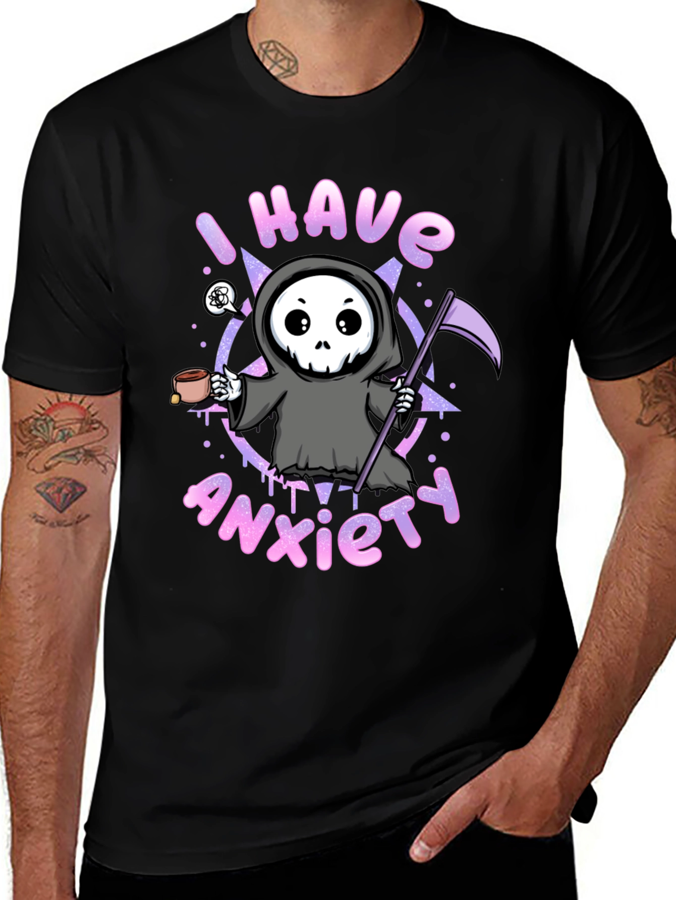 Anxiety Reaper Graphic Tee - Black Cotton T-Shirt