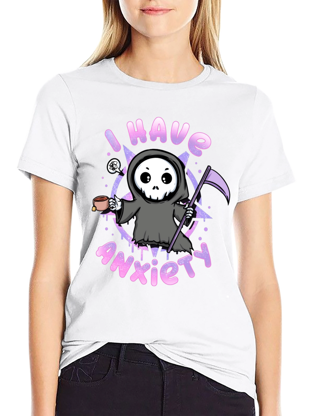Anxiety Reaper Graphic Tee - Black Cotton T-Shirt