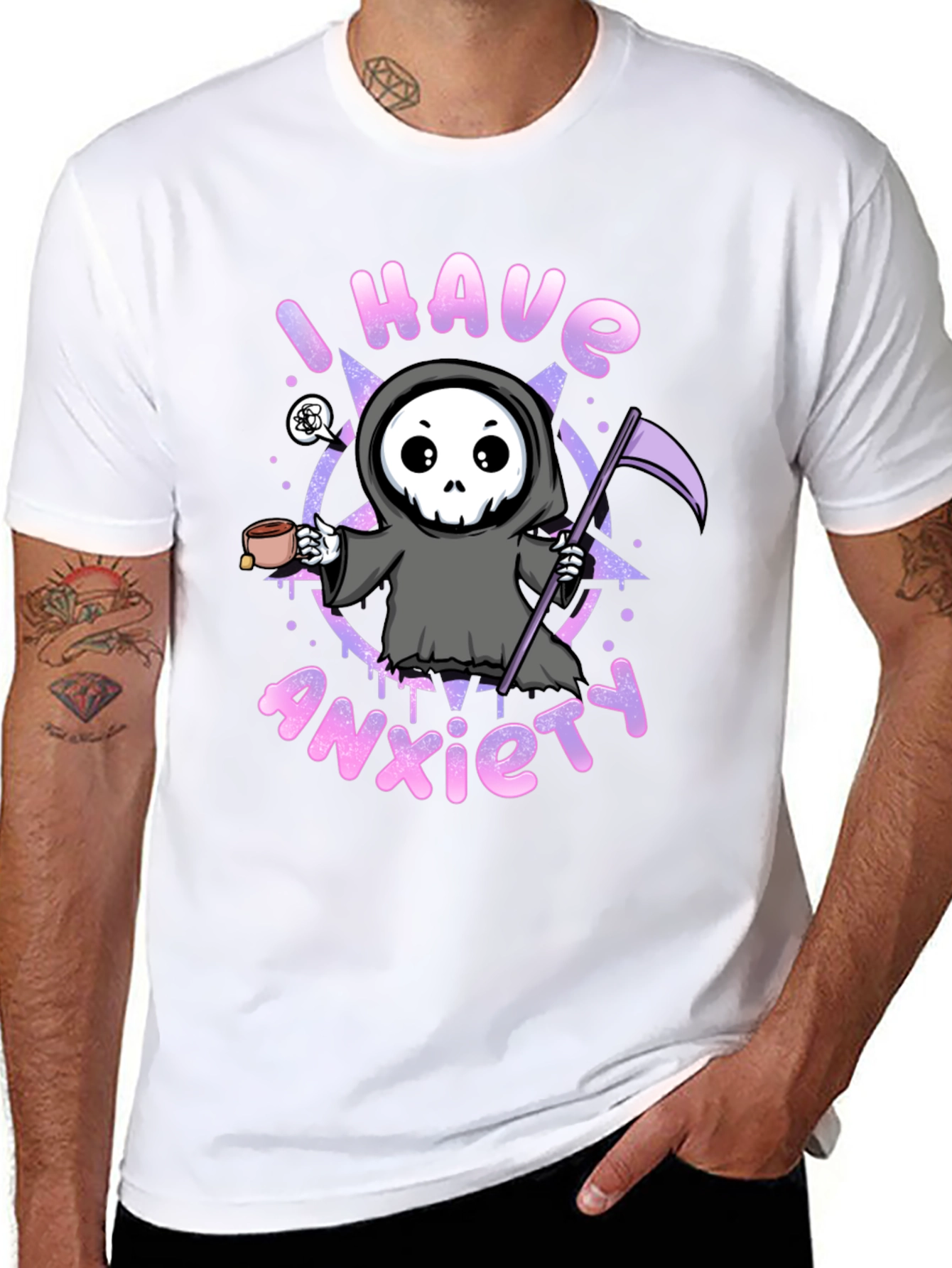 Anxiety Reaper Graphic Tee - Black Cotton T-Shirt