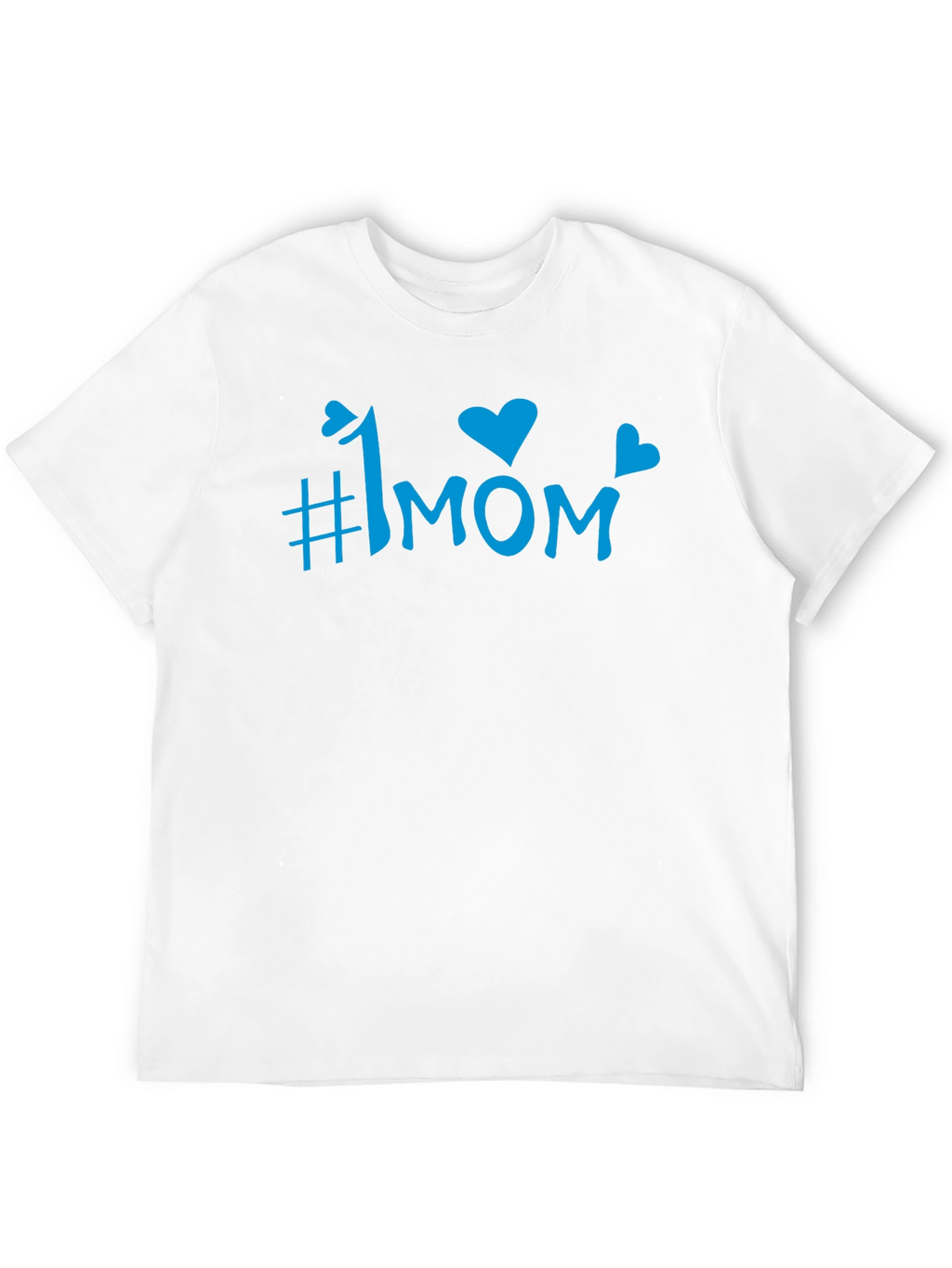 #1 Mom Blue Graphic Print Black T-Shirt
