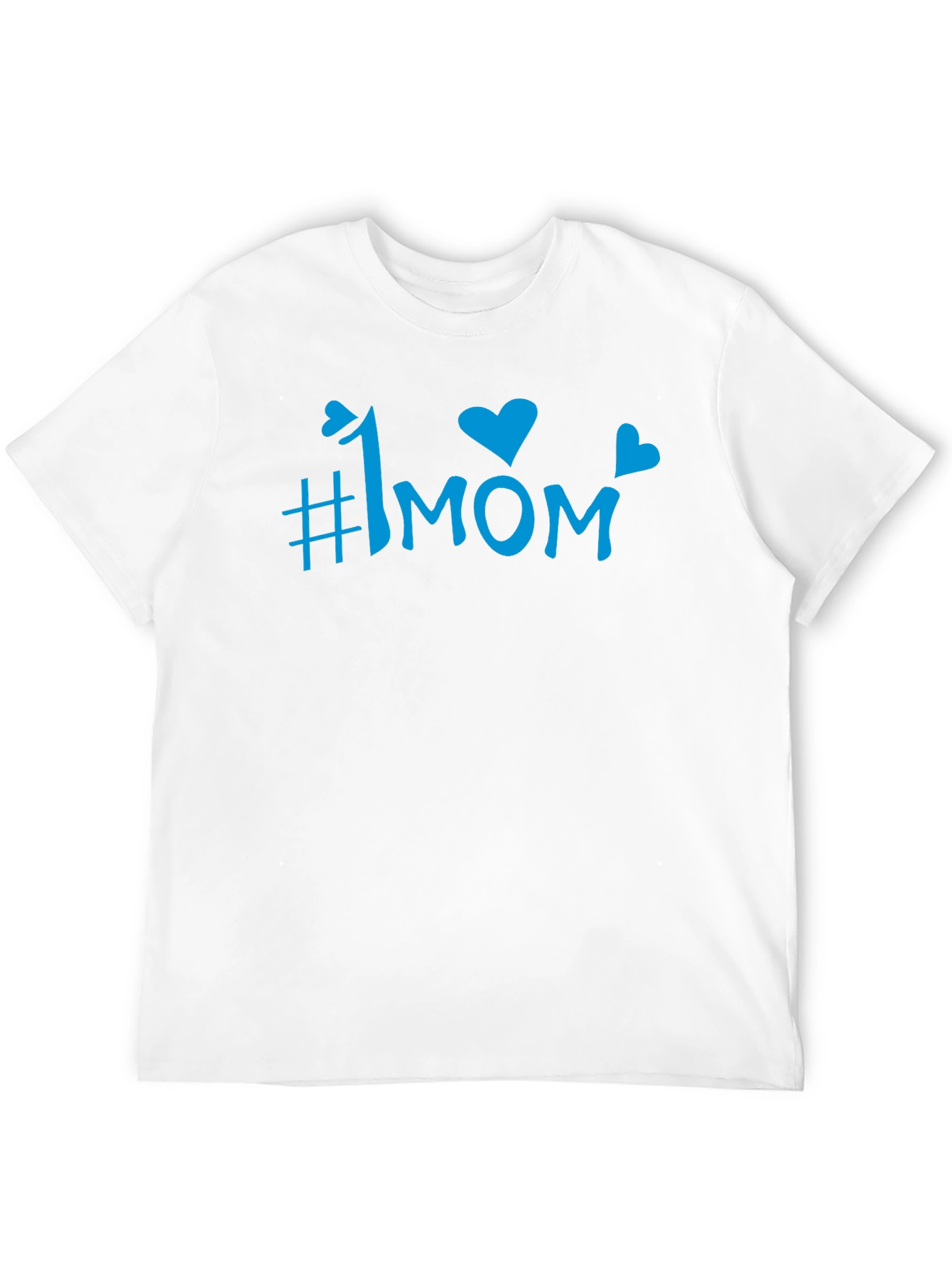 #1 Mom Blue Graphic Print Black T-Shirt