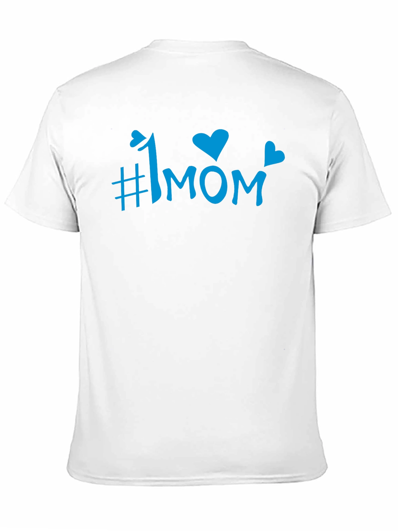 #1 Mom Blue Graphic Print Black T-Shirt