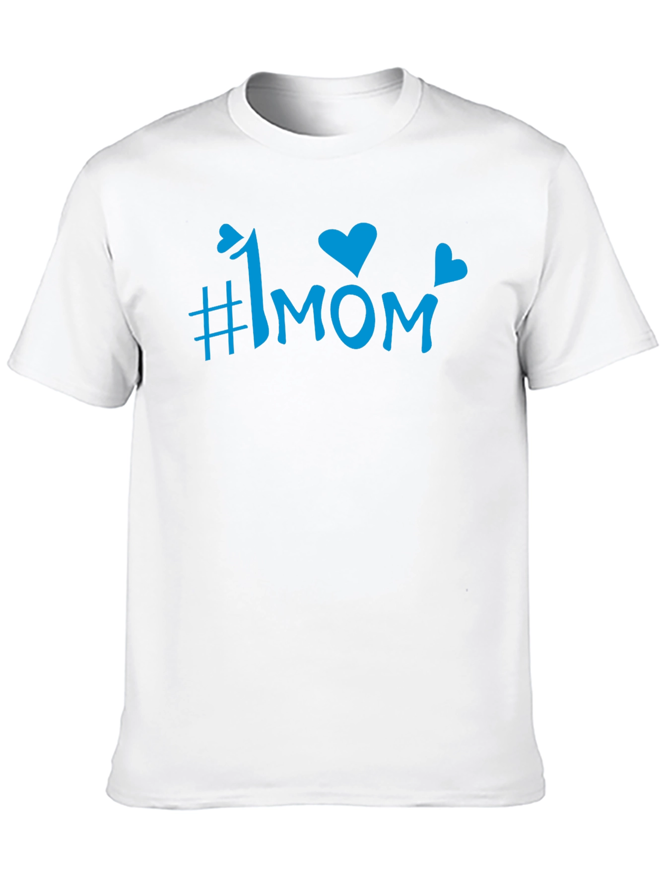 #1 Mom Blue Graphic Print Black T-Shirt