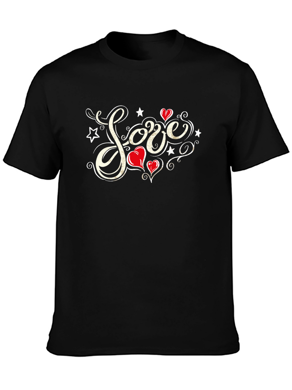 Love Heart Star Graphic T-Shirt - Black