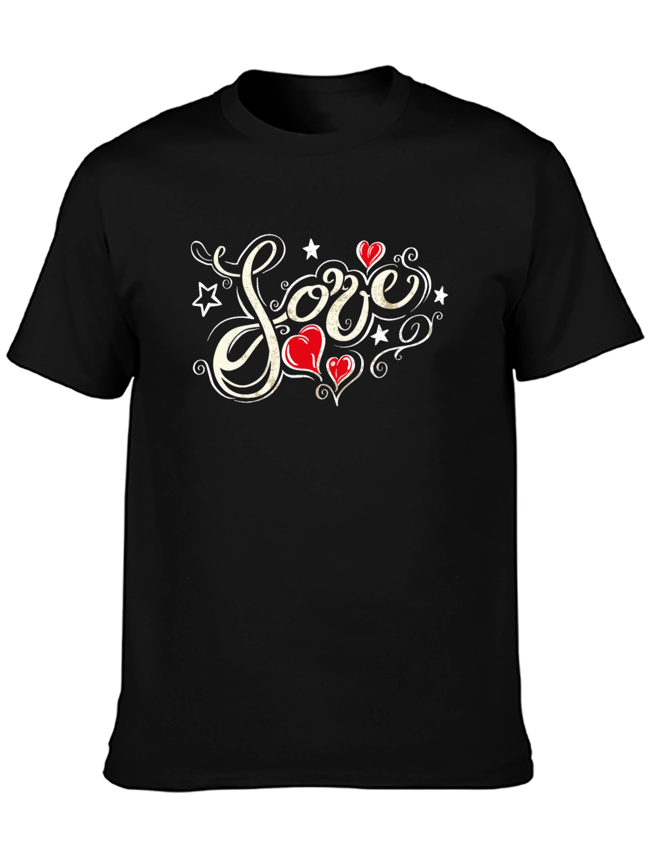 Love Heart Star Graphic T-Shirt - Black