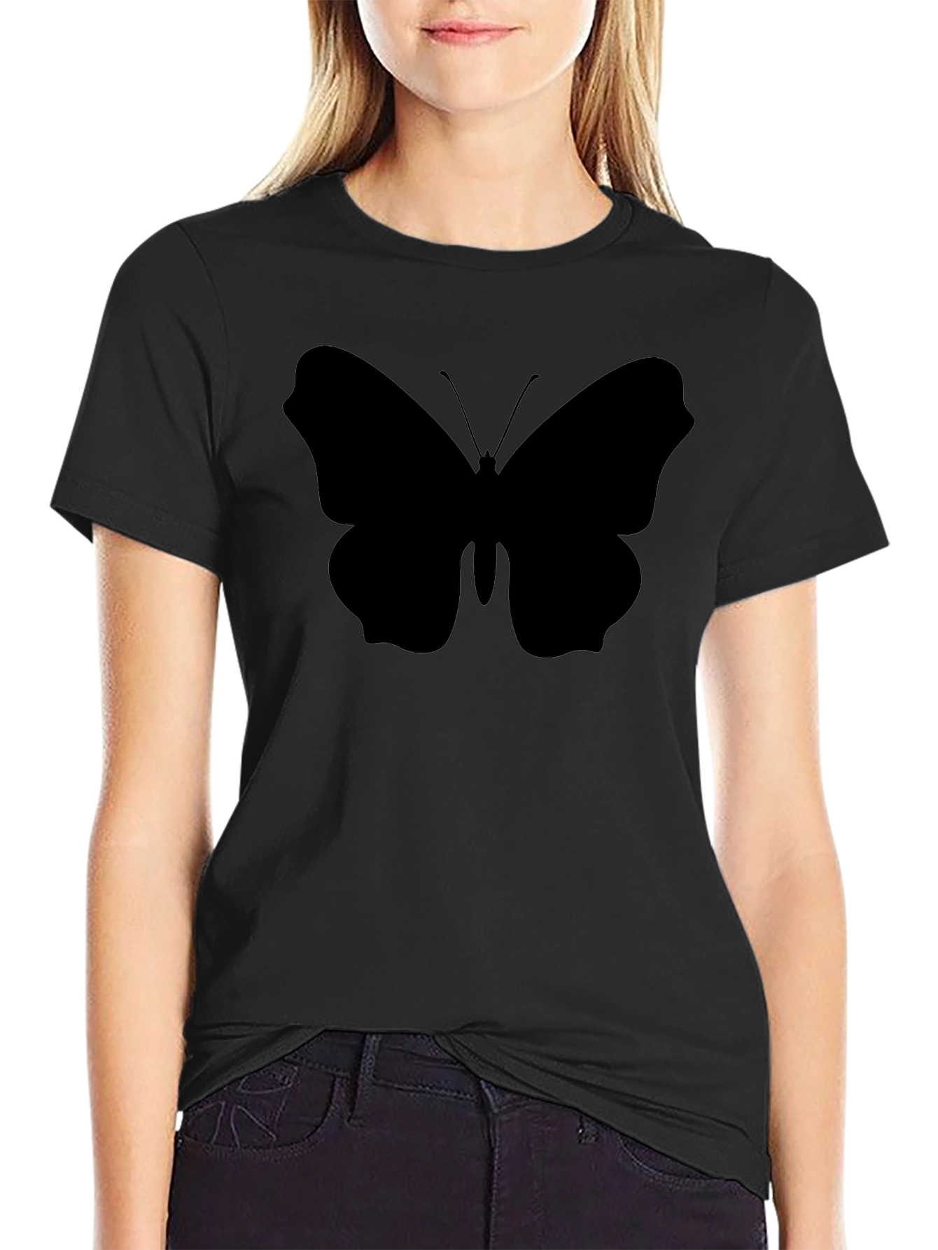 Butterfly Silhouette Black T-Shirt