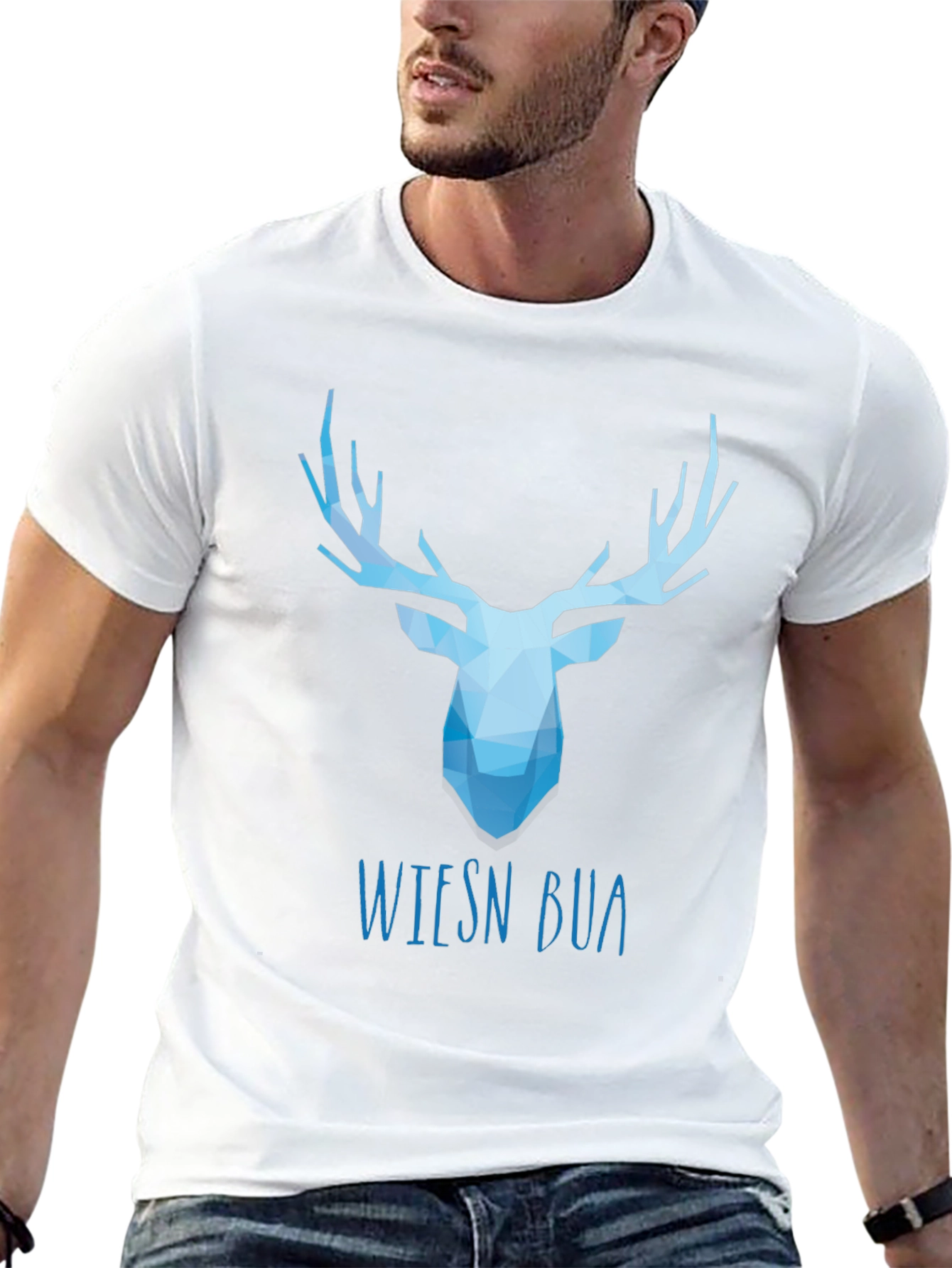 Geometric Stag Tee - Wiesn Bua Black T-Shirt