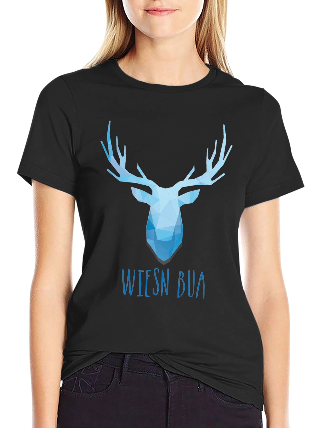 Geometric Stag Tee - Wiesn Bua Black T-Shirt