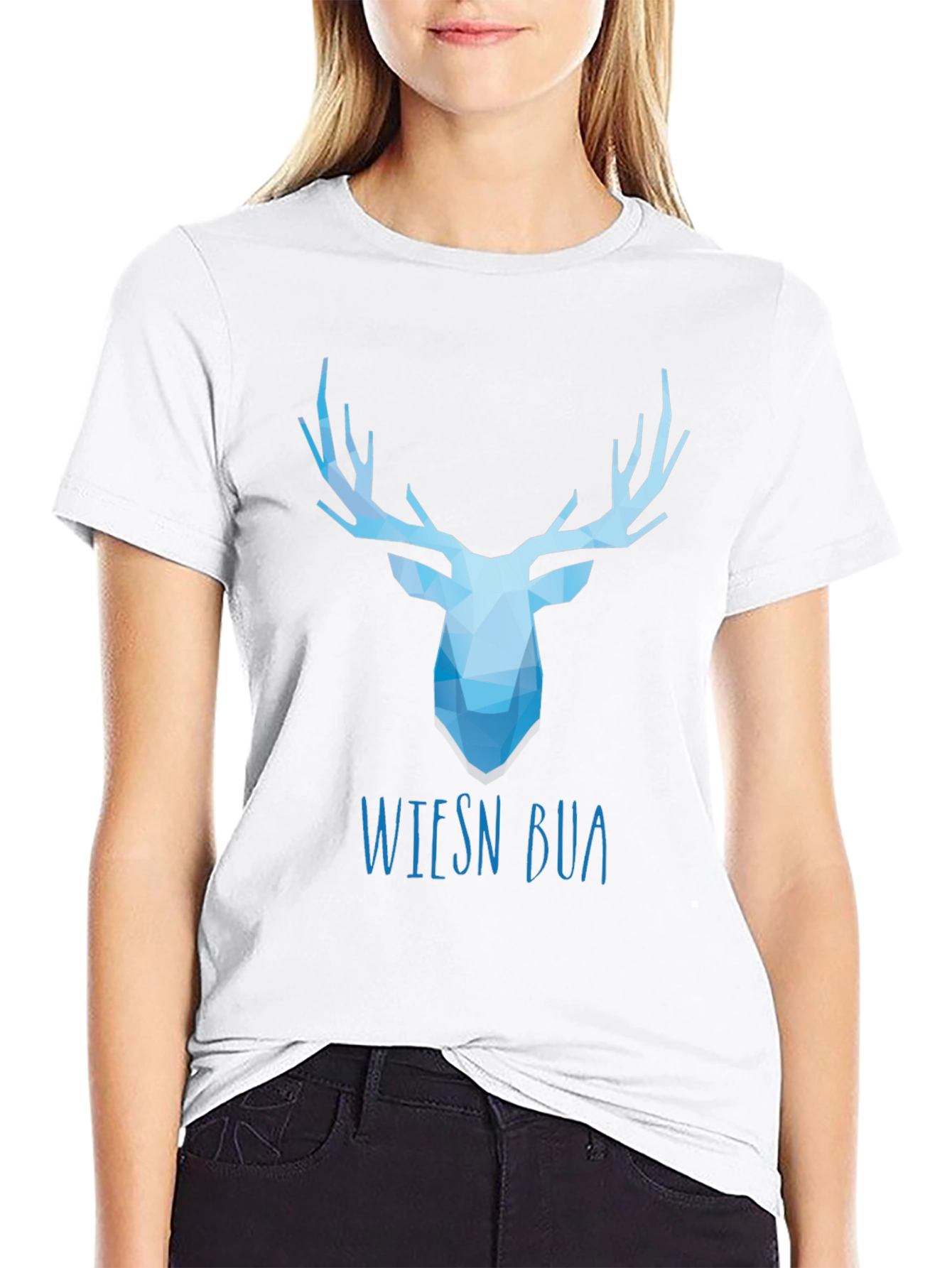 Geometric Stag Tee - Wiesn Bua Black T-Shirt