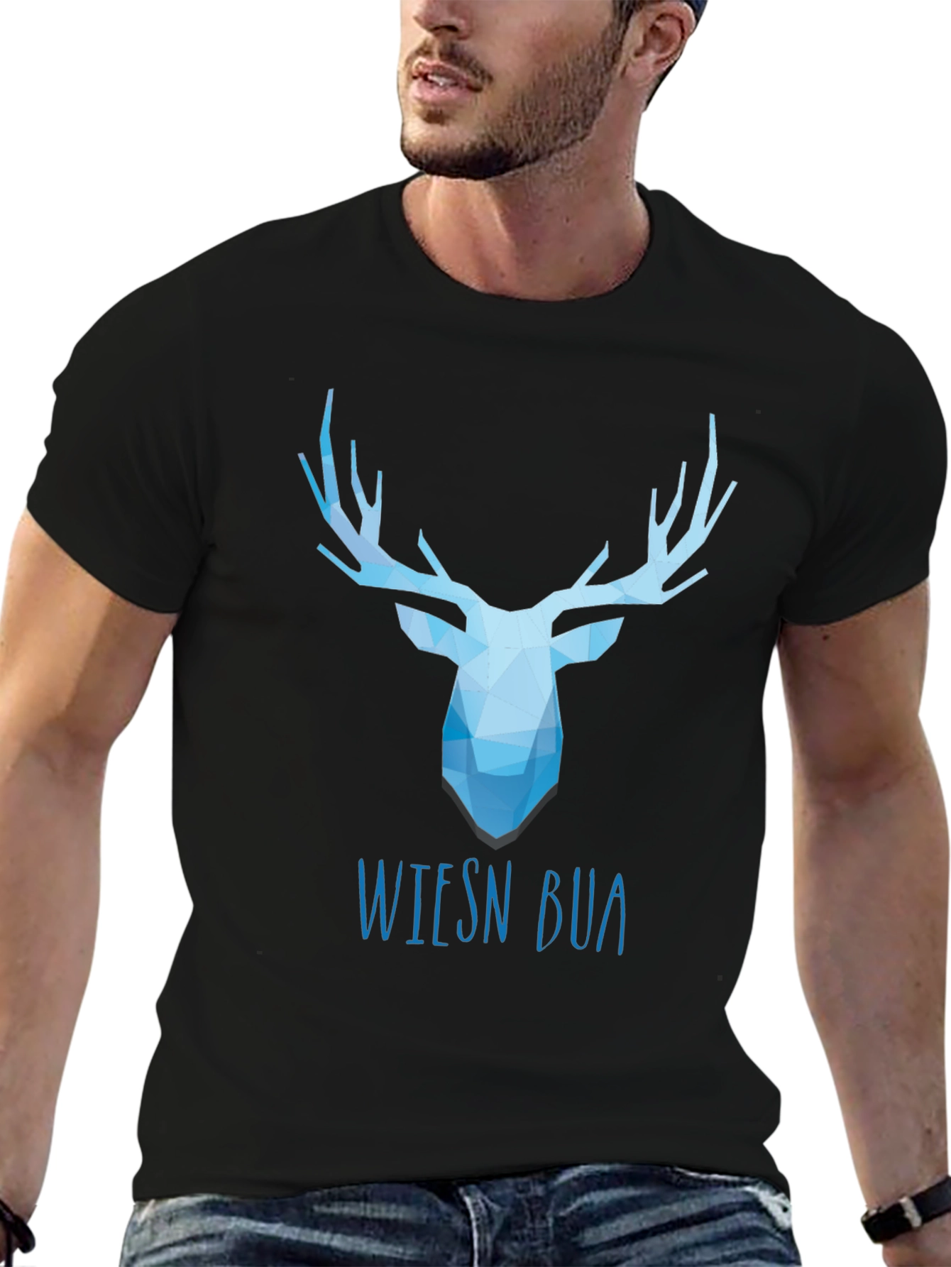 Geometric Stag Tee - Wiesn Bua Black T-Shirt