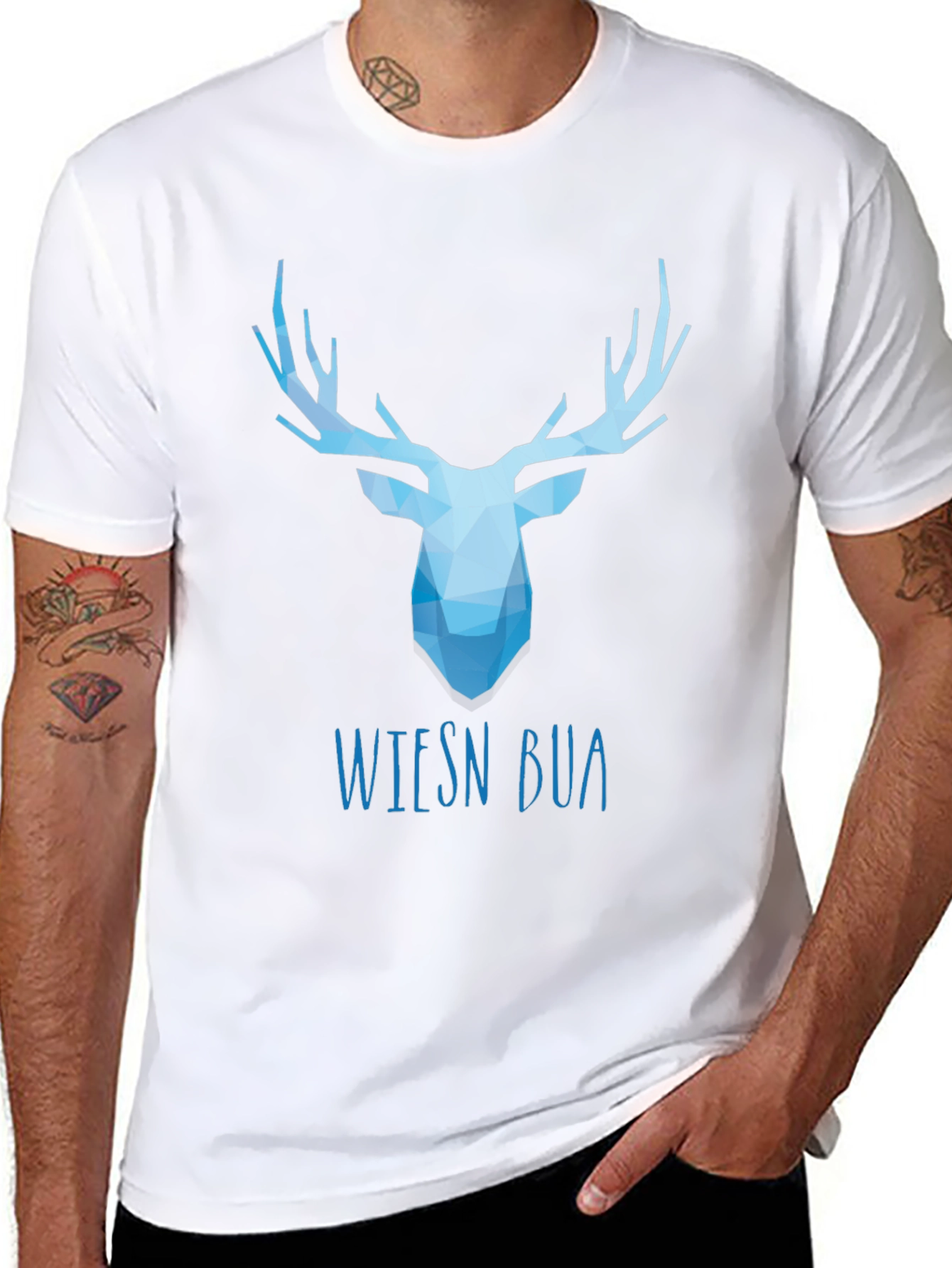 Geometric Stag Tee - Wiesn Bua Black T-Shirt