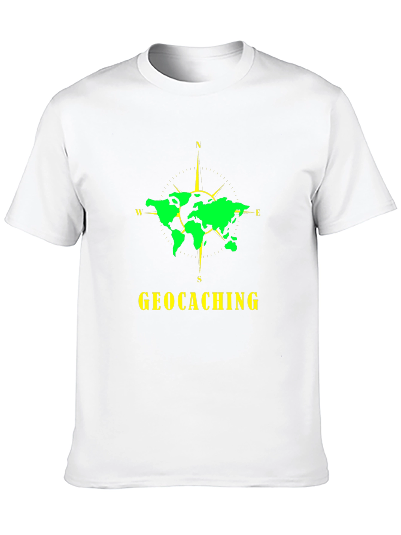 Geocaching World Map Compass Black T-Shirt