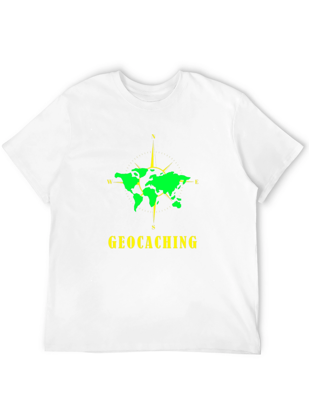 Geocaching World Map Compass Black T-Shirt