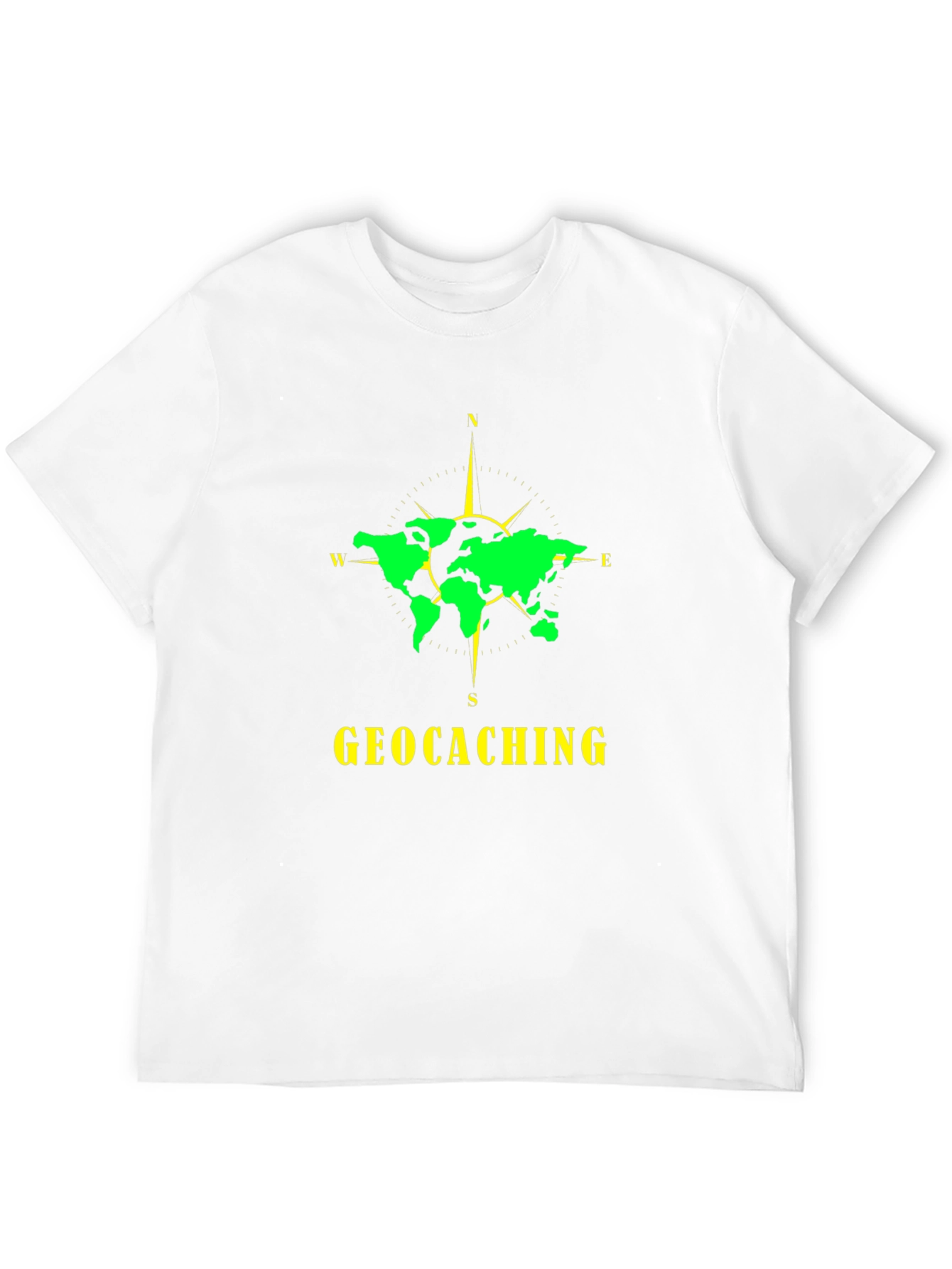 Geocaching World Map Compass Black T-Shirt