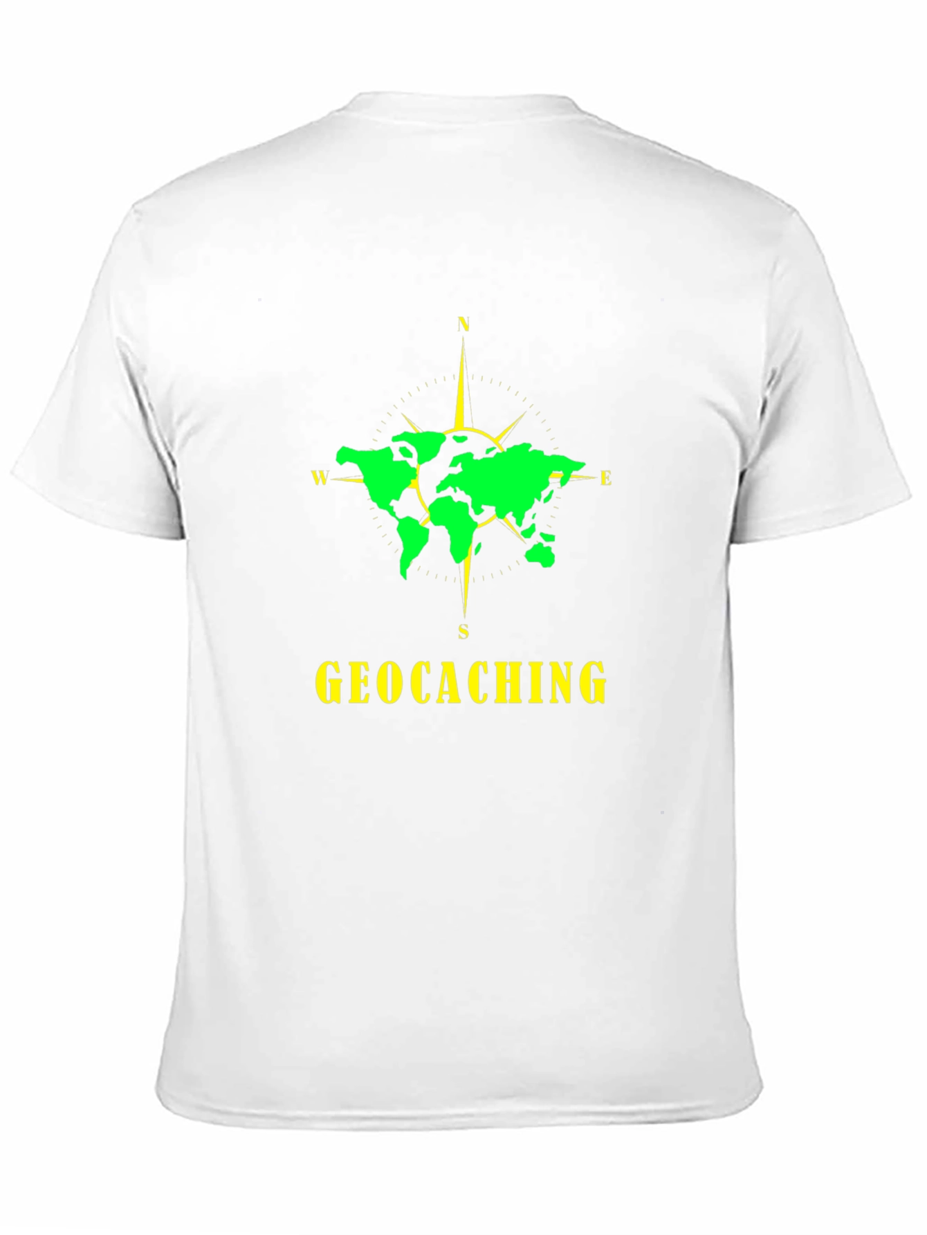 Geocaching World Map Compass Black T-Shirt