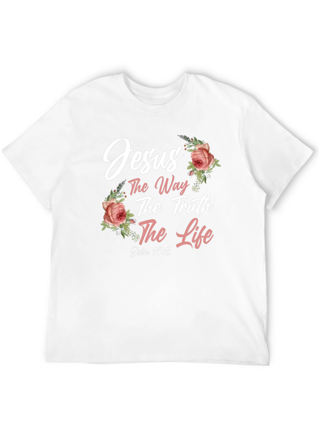 Jesus The Way Truth Life Black Floral T-Shirt