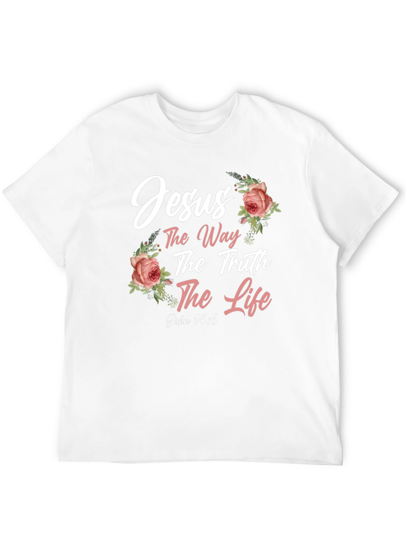 Jesus The Way Truth Life Black Floral T-Shirt