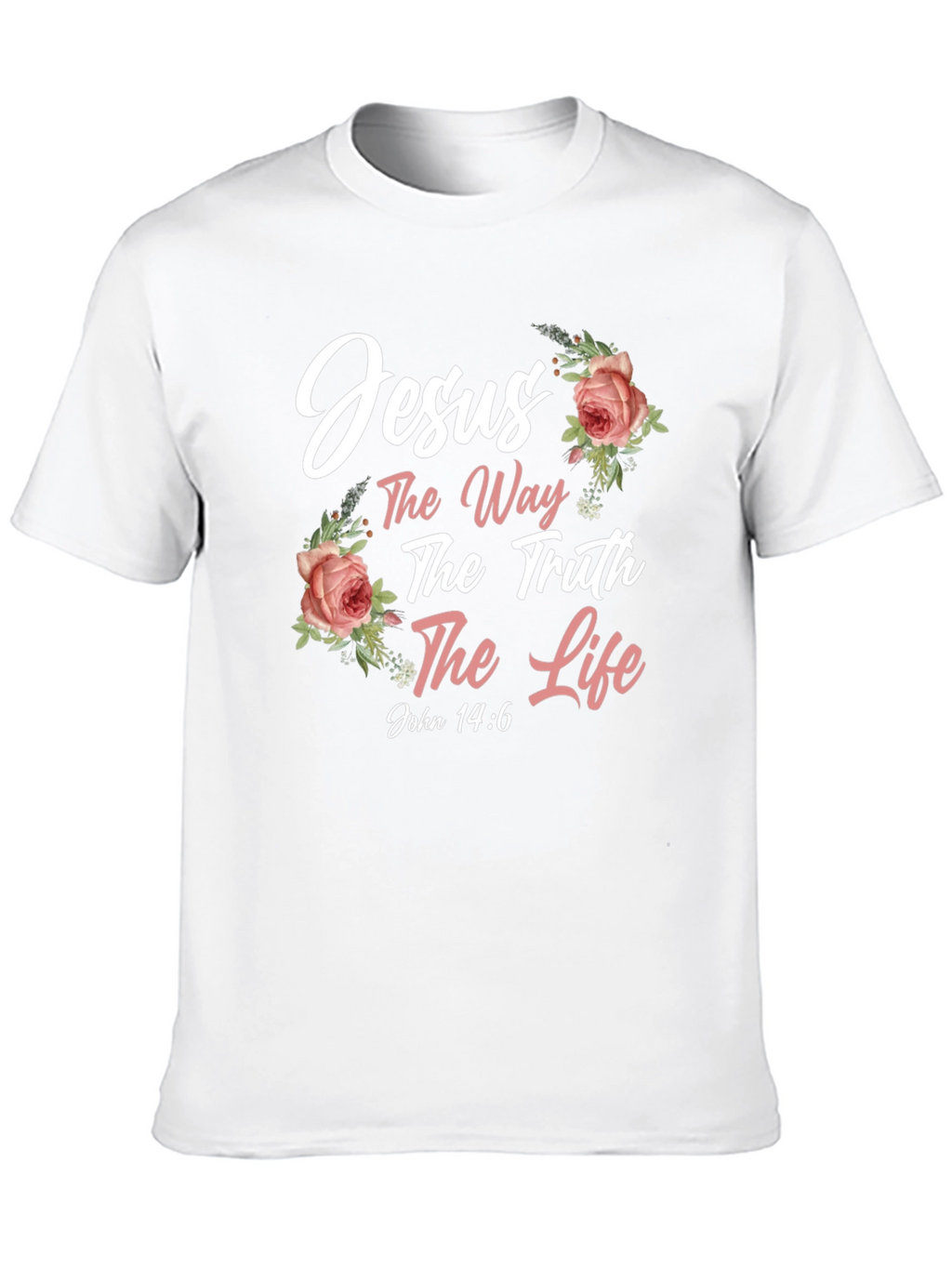 Jesus The Way Truth Life Black Floral T-Shirt