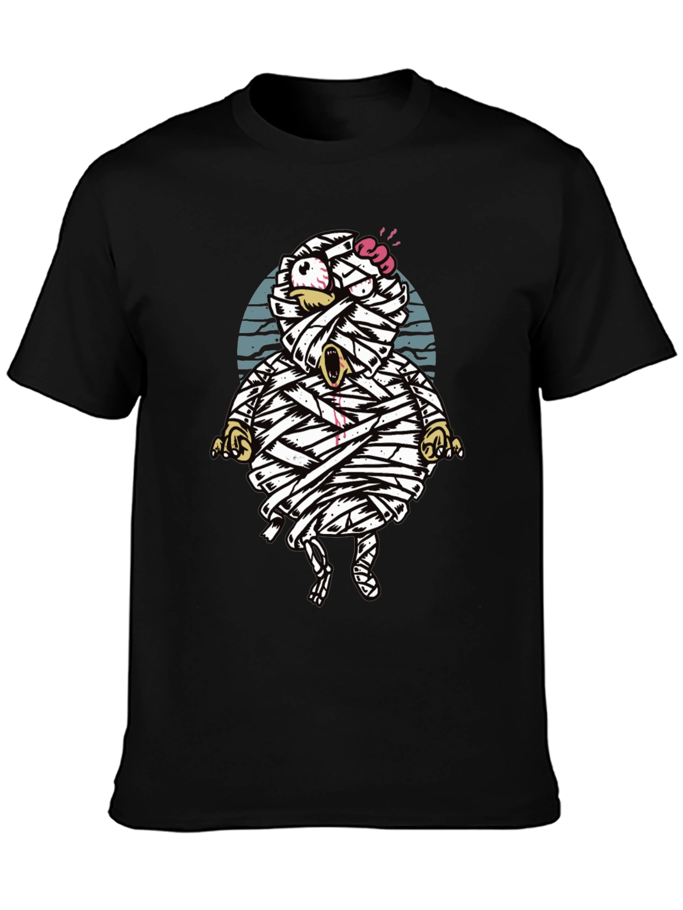 Cartoon Mummy Graphic T-Shirt - Halloween Style
