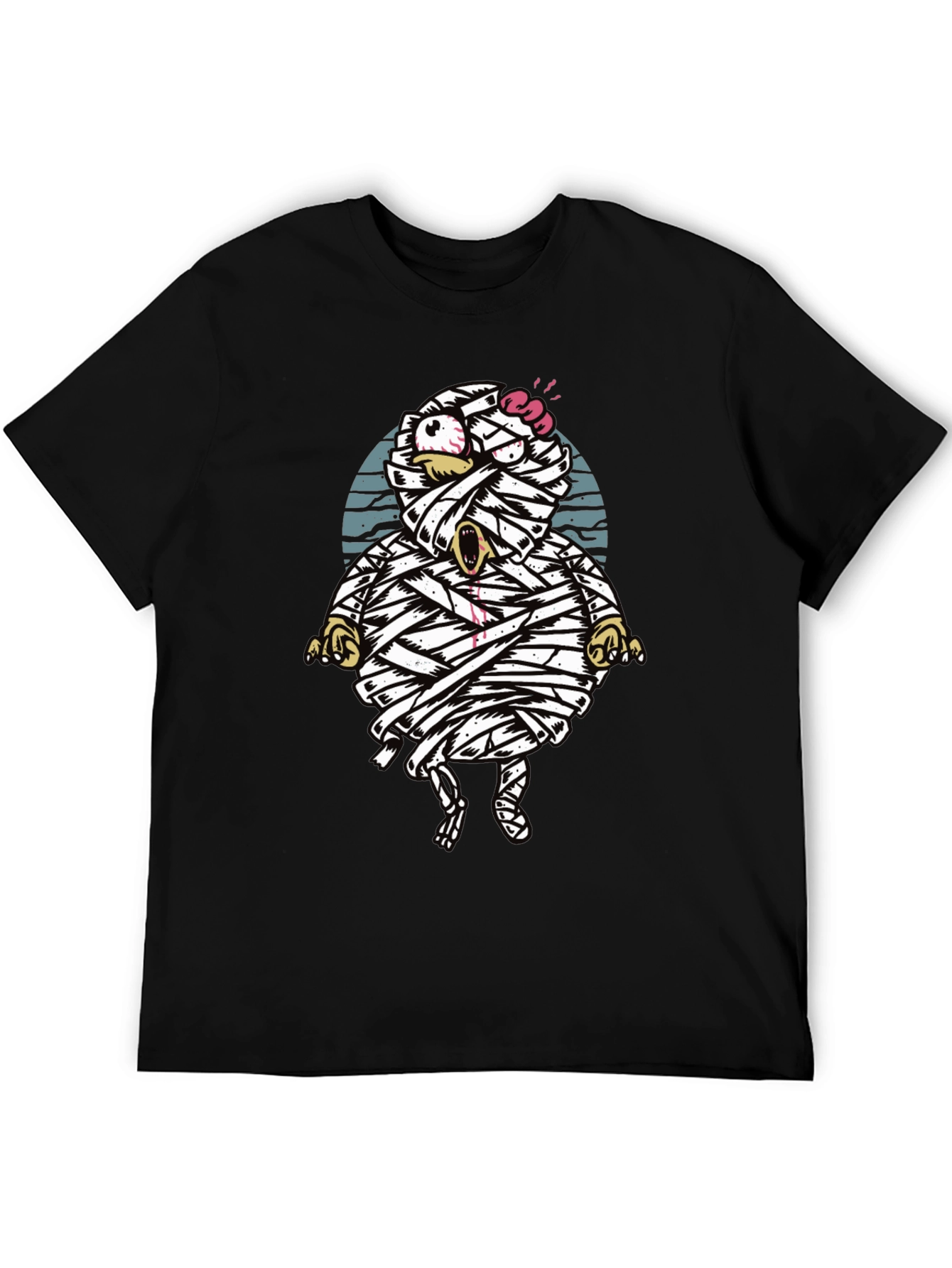Cartoon Mummy Graphic T-Shirt - Halloween Style