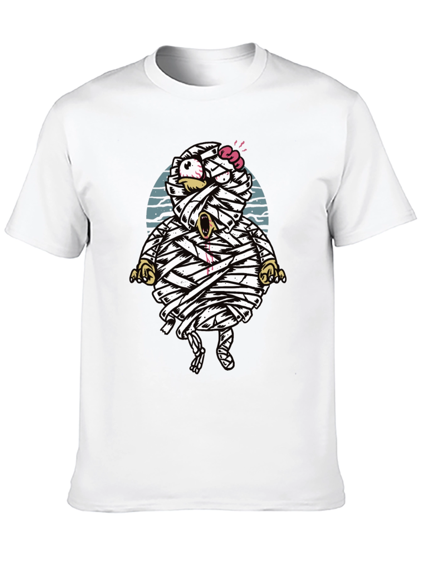 Cartoon Mummy Graphic T-Shirt - Halloween Style