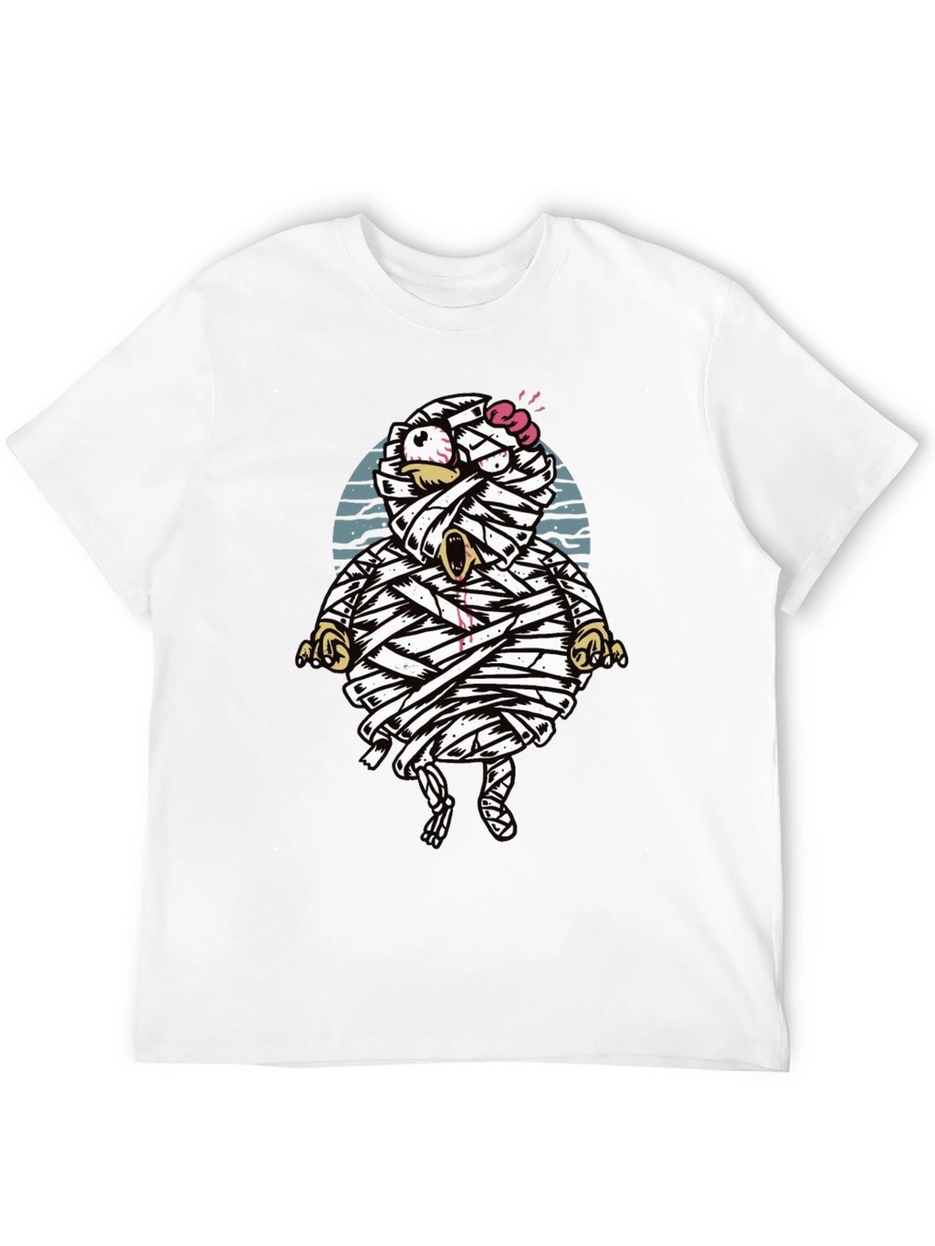Cartoon Mummy Graphic T-Shirt - Halloween Style