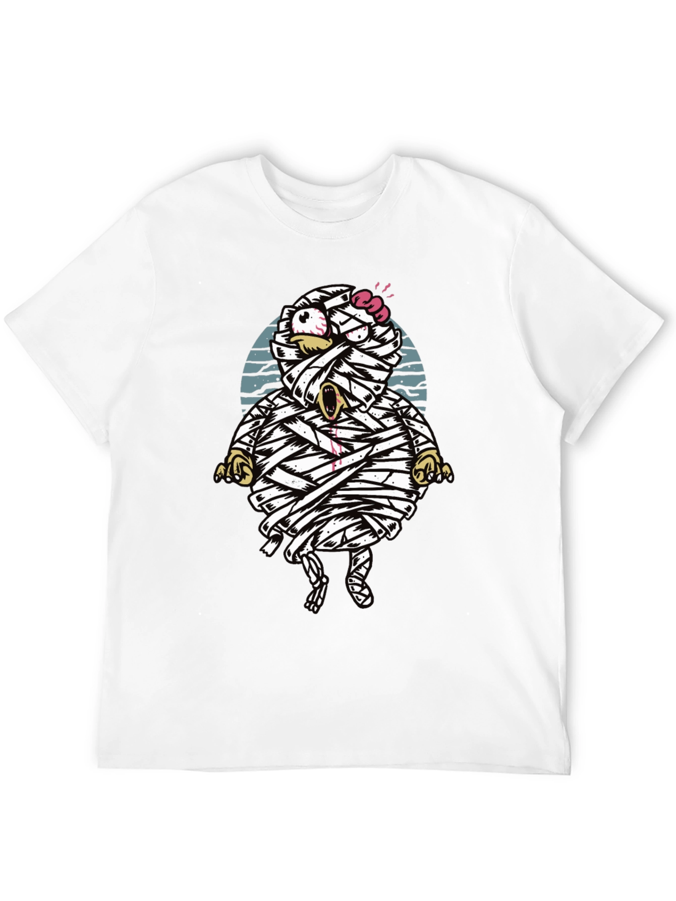 Cartoon Mummy Graphic T-Shirt - Halloween Style
