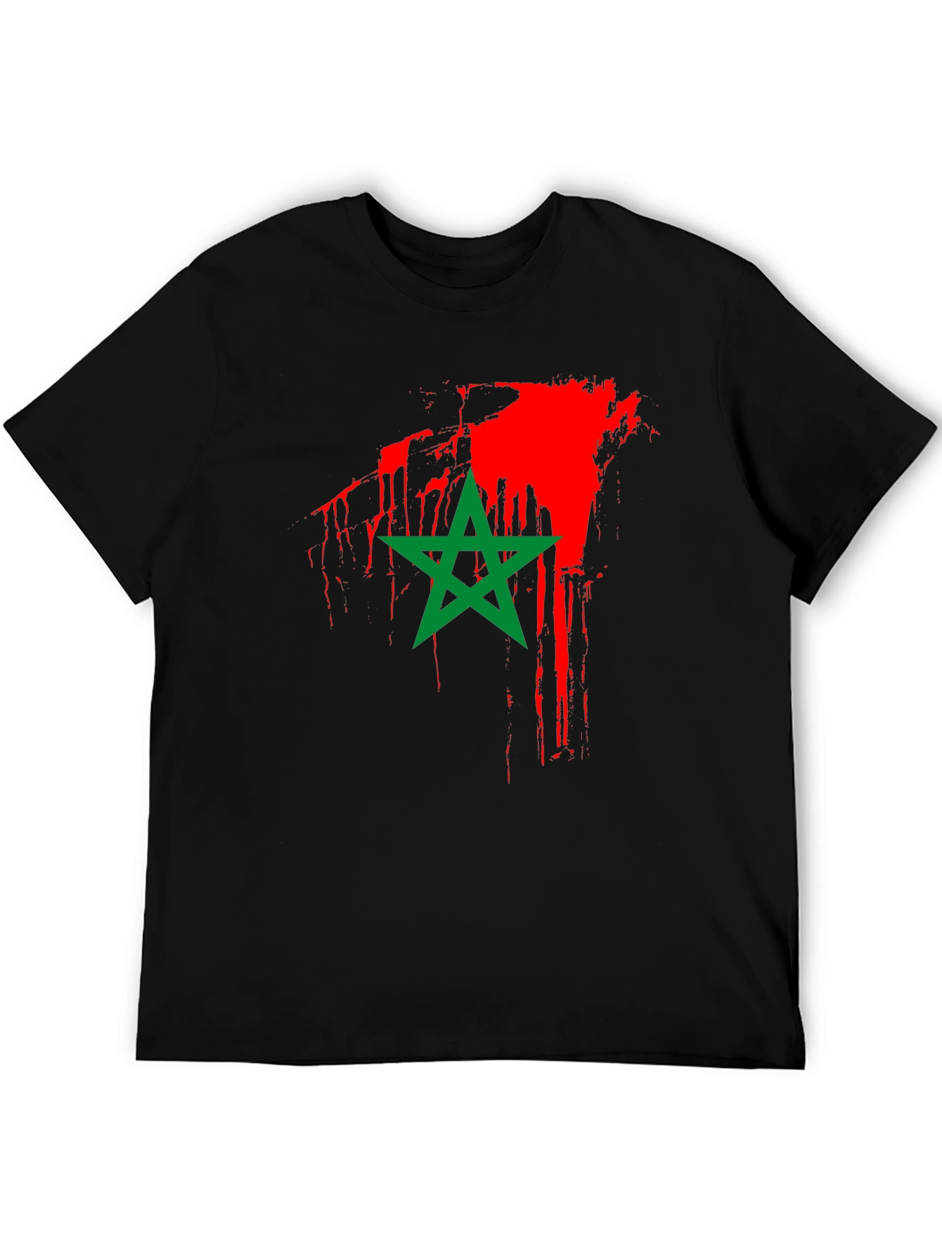 Moroccan Flag T-Shirt - Black Cotton Tee