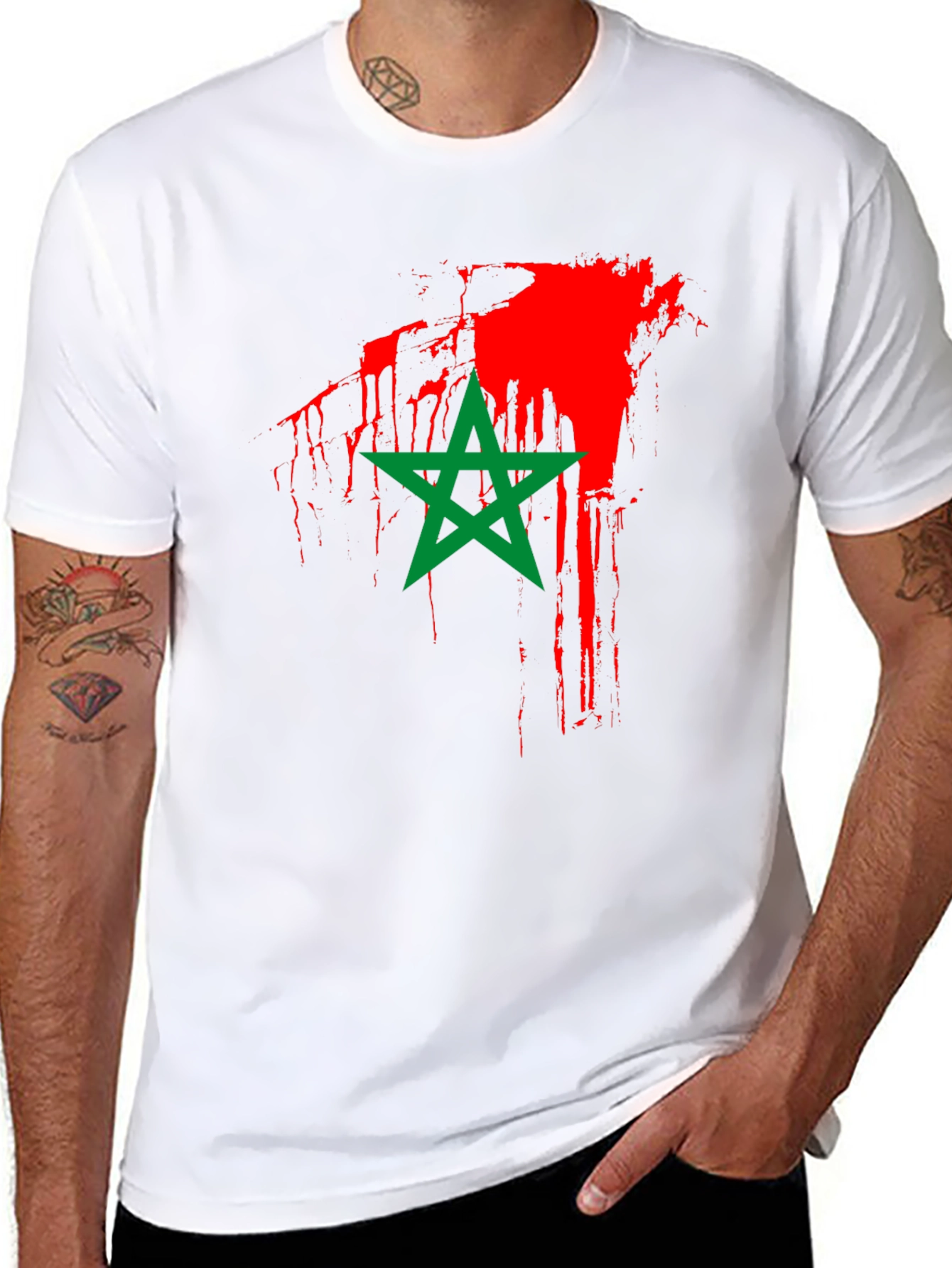 Moroccan Flag T-Shirt - Black Cotton Tee